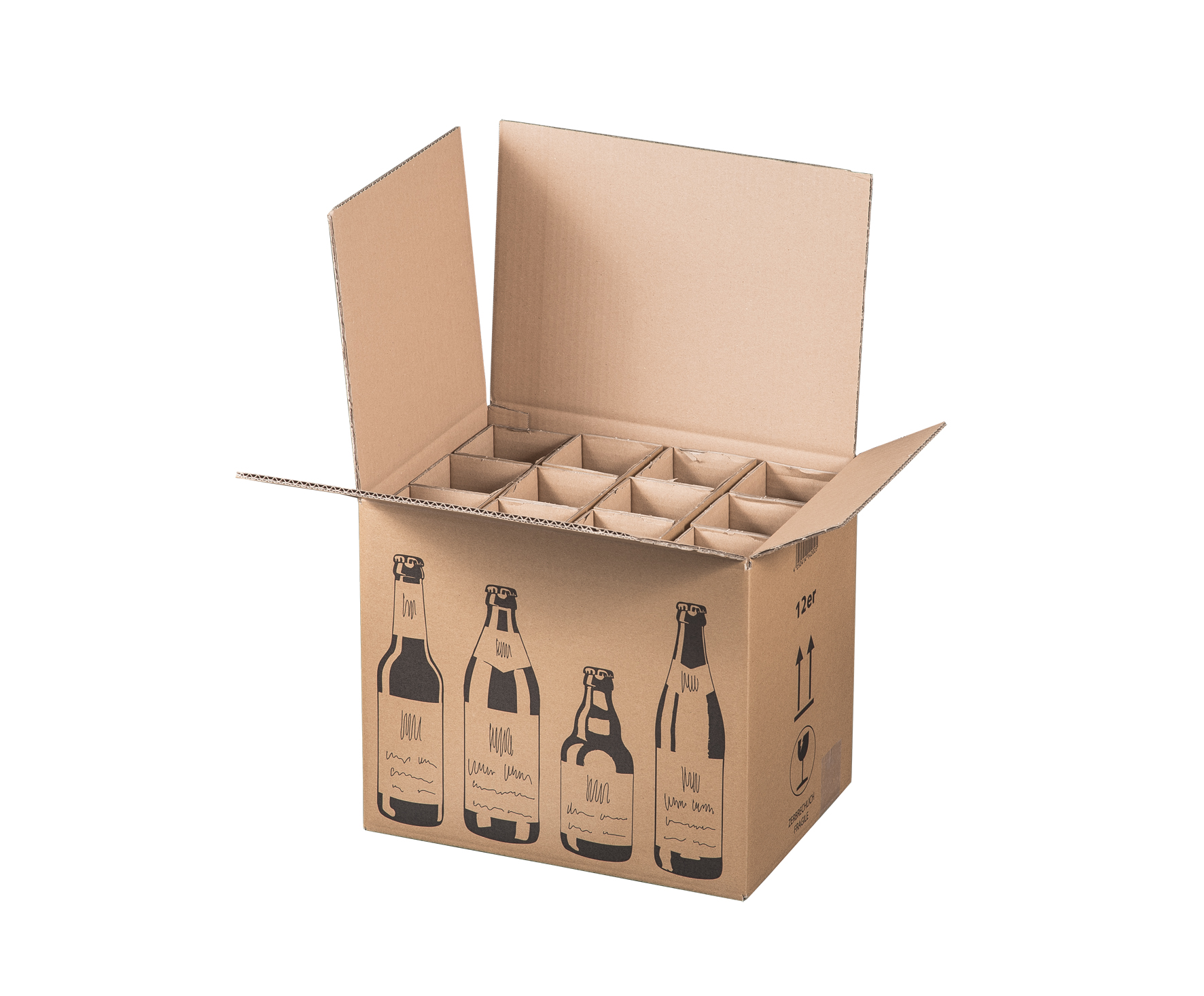 Faltkarton für 12 Bierflaschen, 353x255x288mm, VPE300