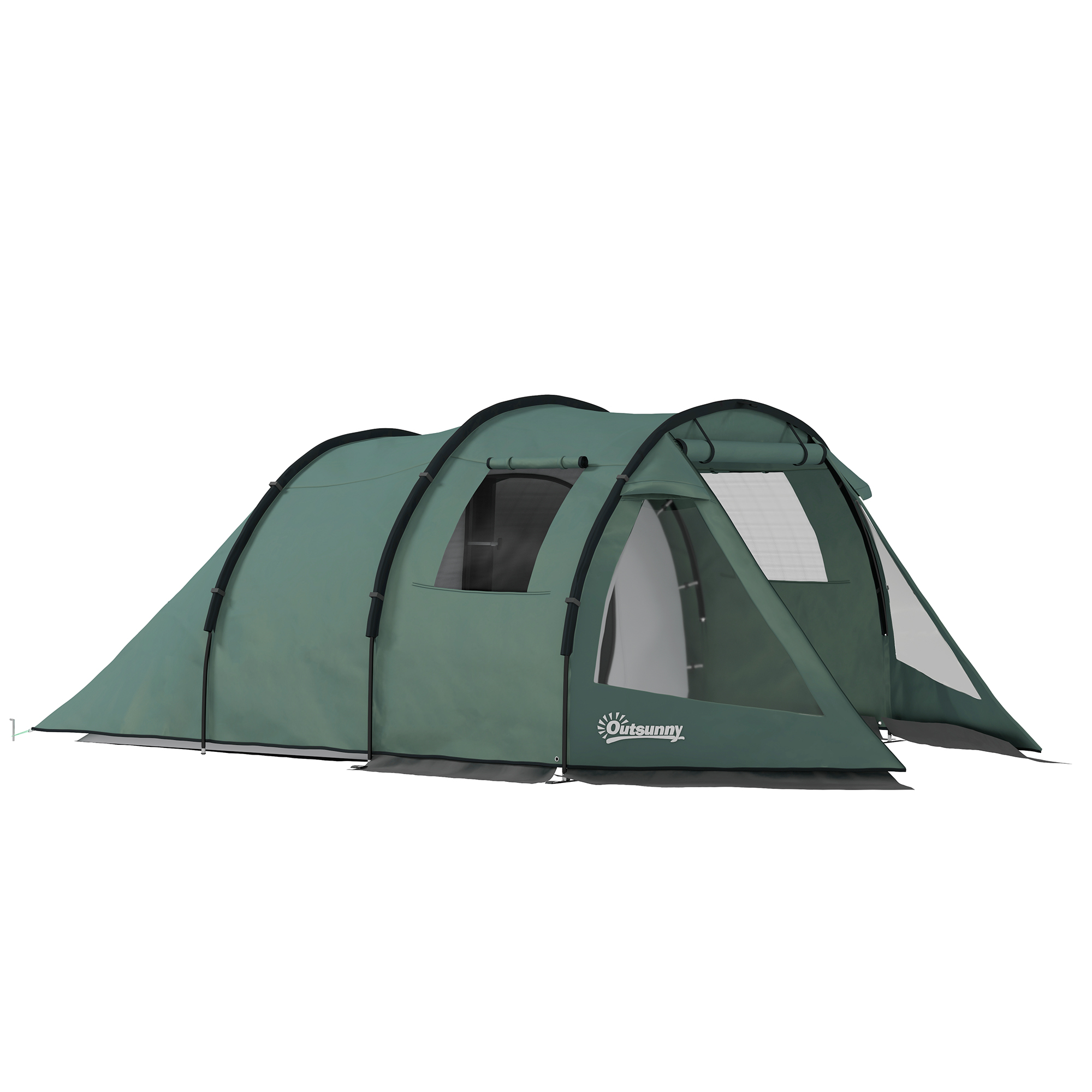 Campingzelt für 3-4 Personen, zwei Innenräume, Netzfenster, grün, 4,75 x 2,64 x 1,72 m