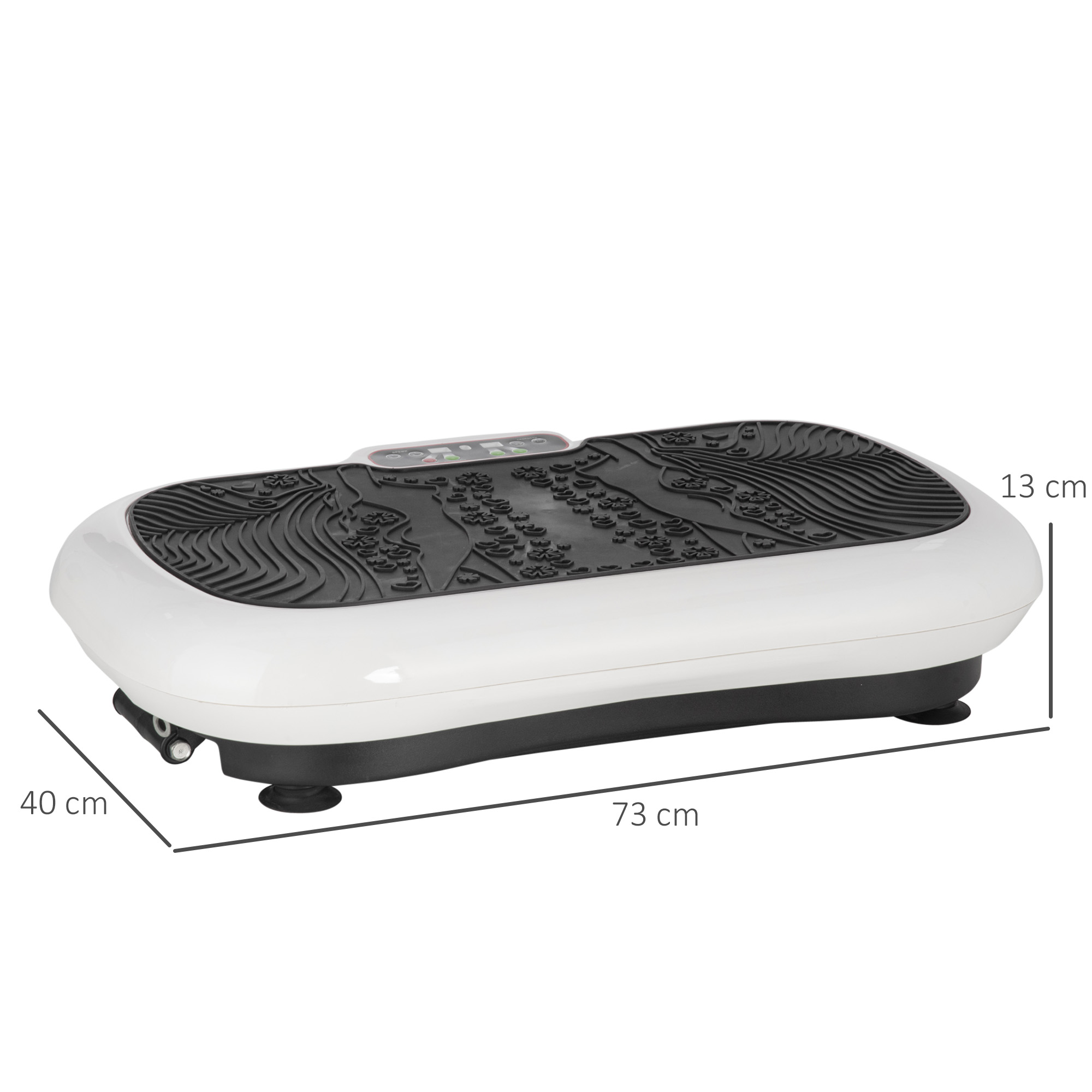 Vibrationsplatte mit 99 Stufen, 2 Fitnessbändern 73 x 40 x 13cm Weiß+Schwarz