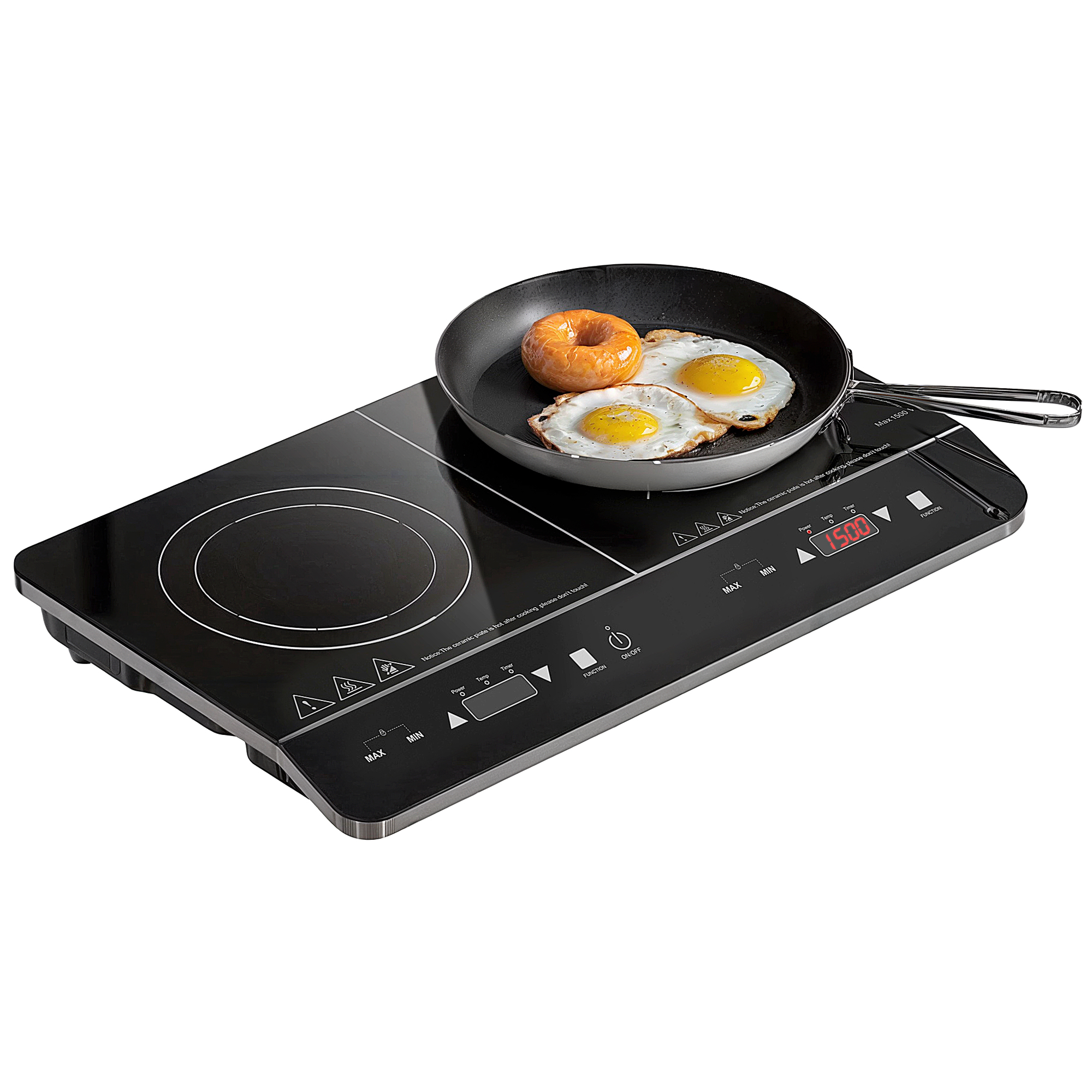 Tragbares Induktionskochfeld, 10-stufige Temperaturregelung, Touchpanel, Schwarz