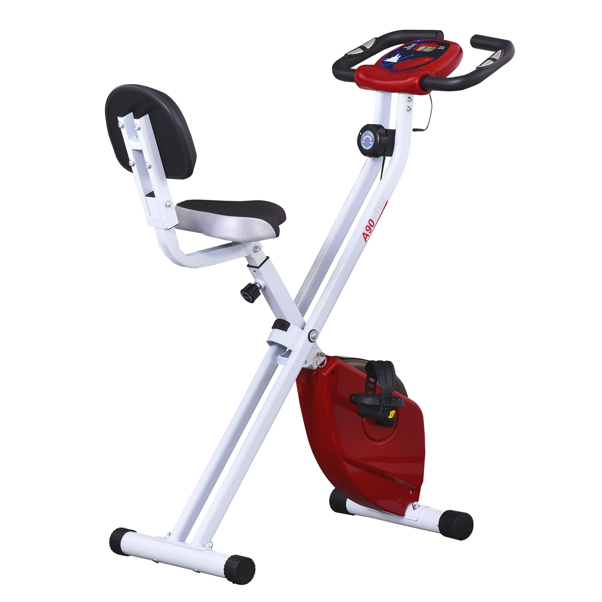 Heimtrainer mit Magnetwiderstand, 8-Stufen, höhenverstellbar, LCD-Display, Rot + Weiß Heimtrainer mit Magnetwiderstand, 8-Stufen, höhenverstellbar, LCD-Display, Rot + Weiß