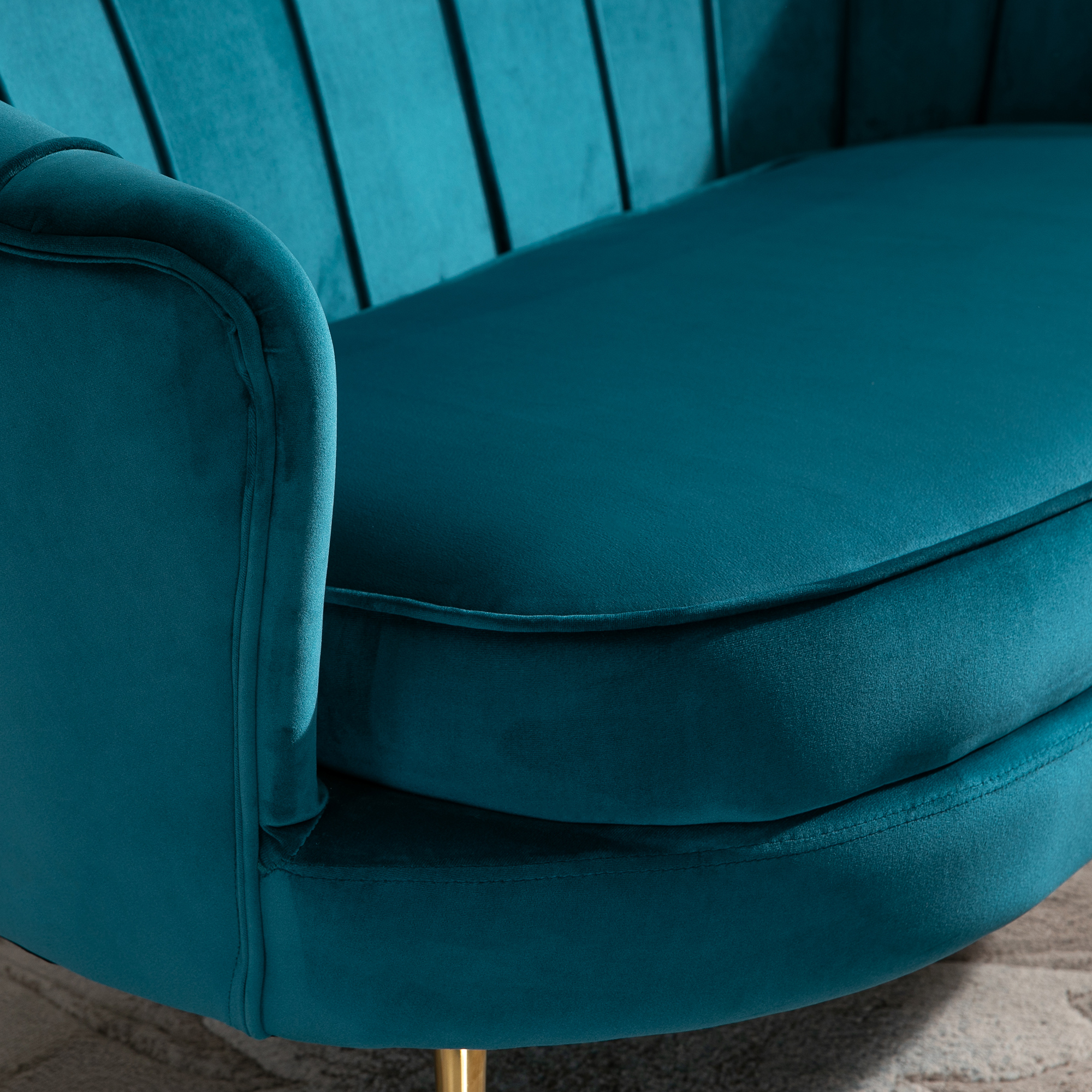 2-Sitzer-Sofa, Couch, Polstersofa, Samtoptik, Doppelsofa, bis 150 kg belastbar, 130 x 77 x 77 cm, Dunkelgrün