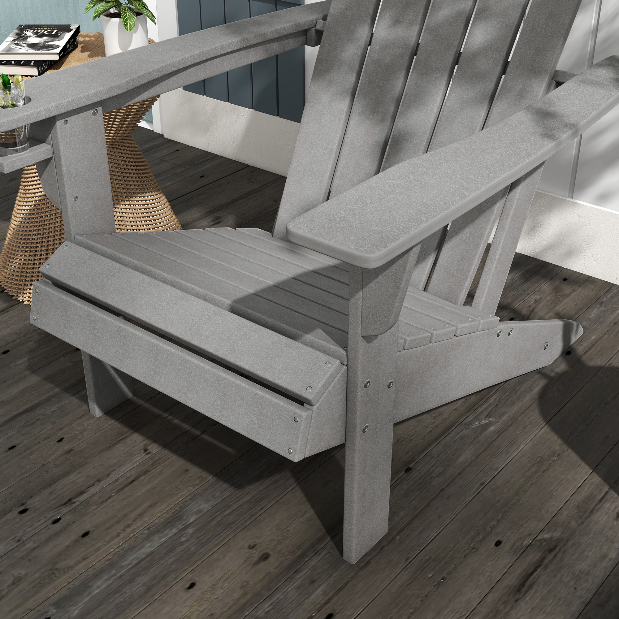 Gartenstuhl, ergonomisches Design, wetterfest, HDPE, grau, 75 x 87 x 90 cm