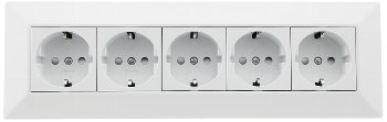 5-fach Steckdosenblock, weiß, 250V~/ 16A, Aufbaumontage