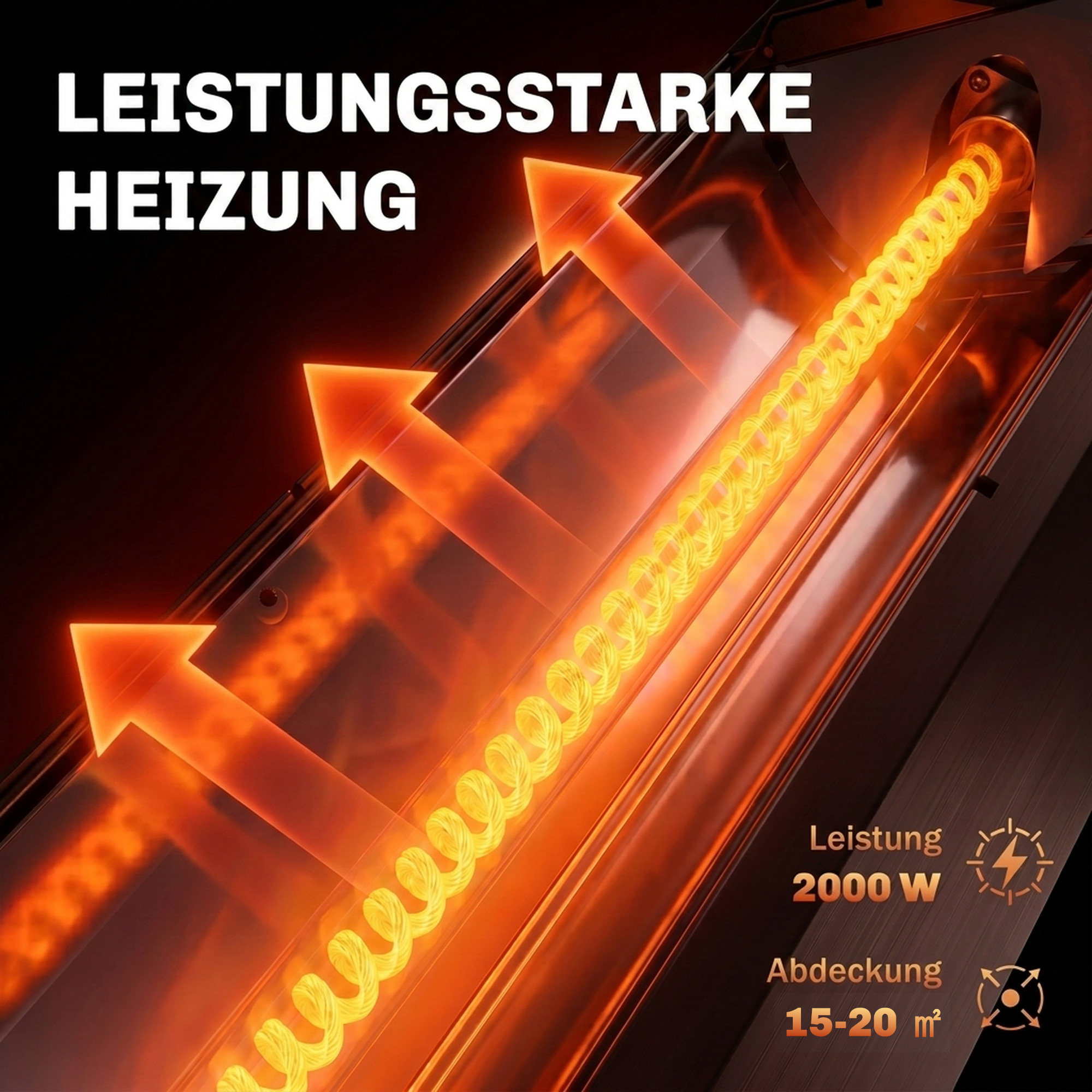 Infrarot Heizstrahler 2000W Carbonfaser Standheizstrahler mit Fernbedienung 8 Heizstufen Schutzhülle Timer Kippschutz