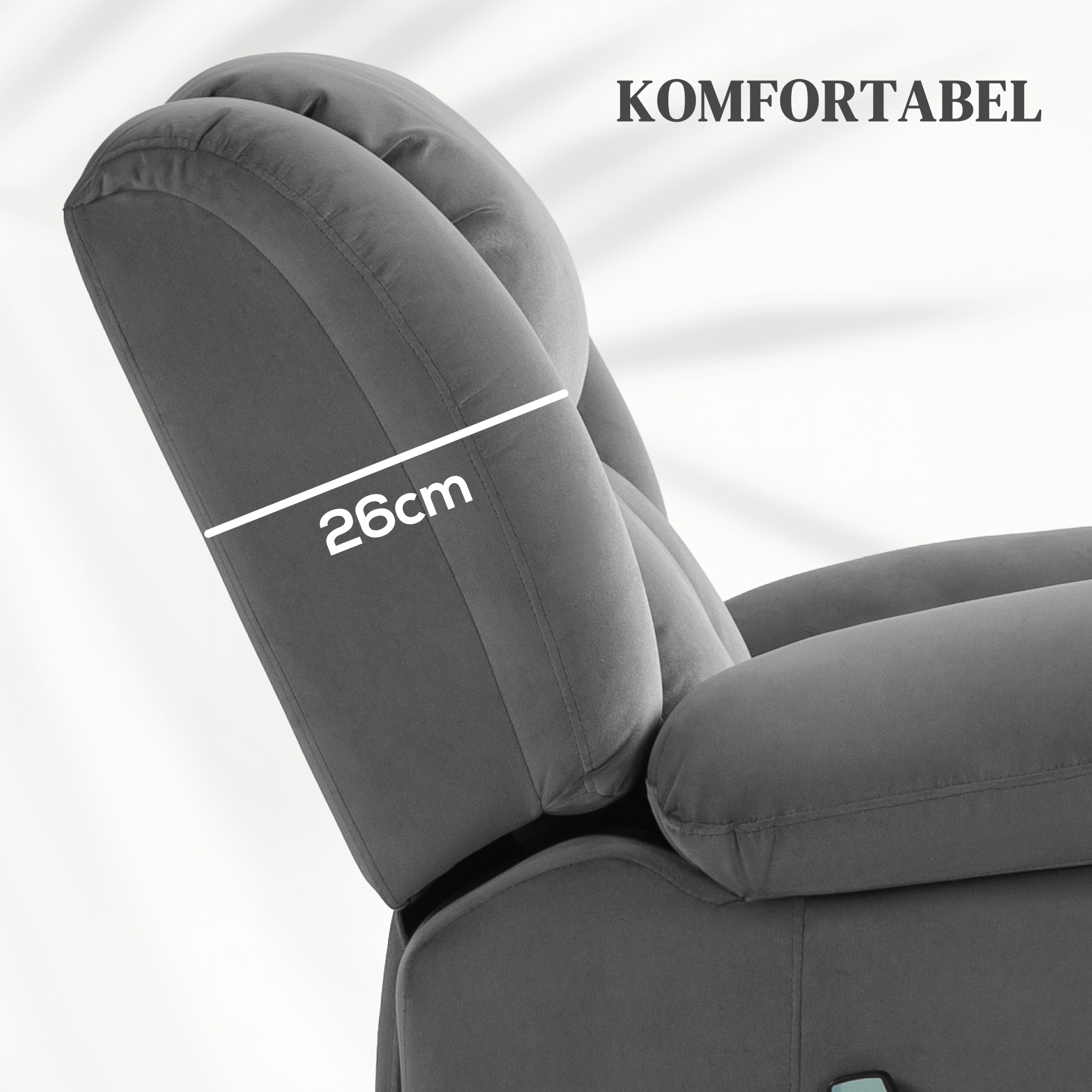 elektrischer Aufsteh-Sessel, weicher & samtartiger Stoff, USB-Anschlüsse