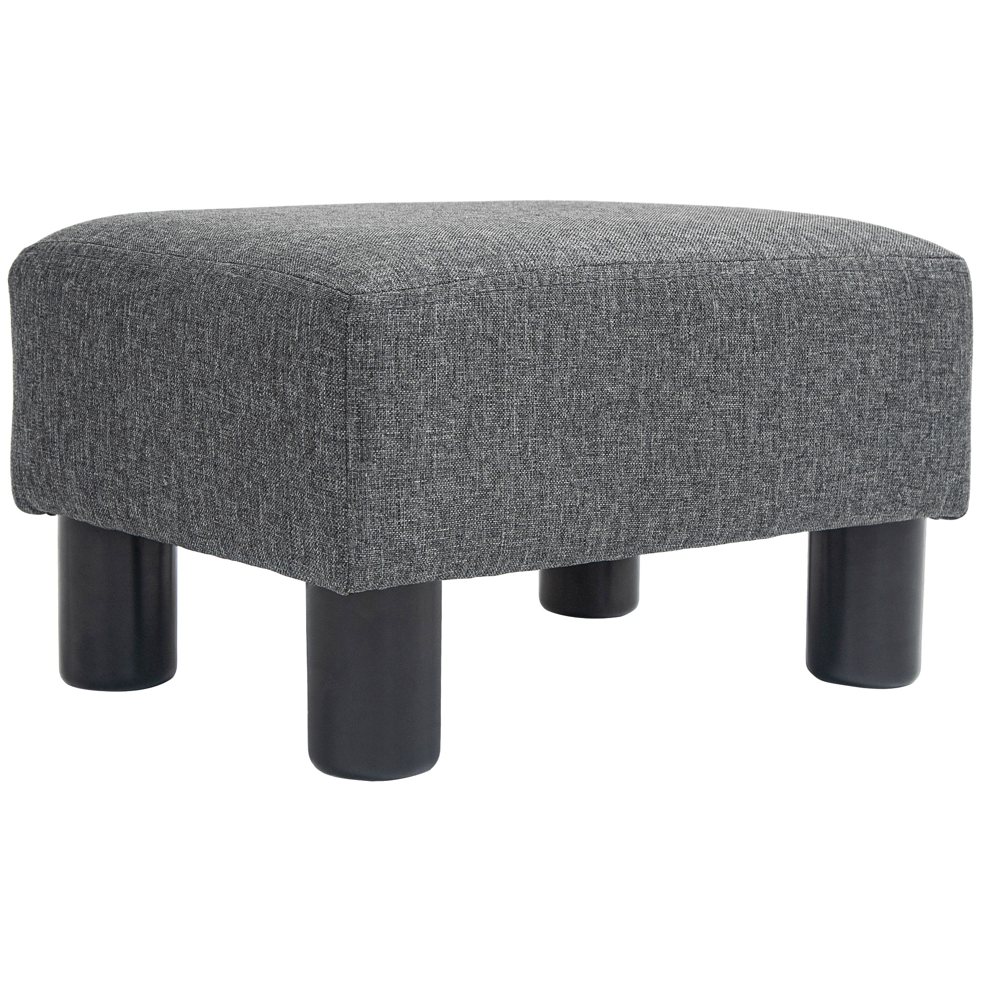 Fußhocker, Sitzhocker mit leinenartigem Stoffbezug, Schaumstoff-Füllung, Kunststoffbeine, für verschiedene Räume, Grau Fußhocker, Sitzhocker mit leinenartigem Stoffbezug, Schaumstoff-Füllung, Kunststoffbeine, für verschiedene Räume, Grau