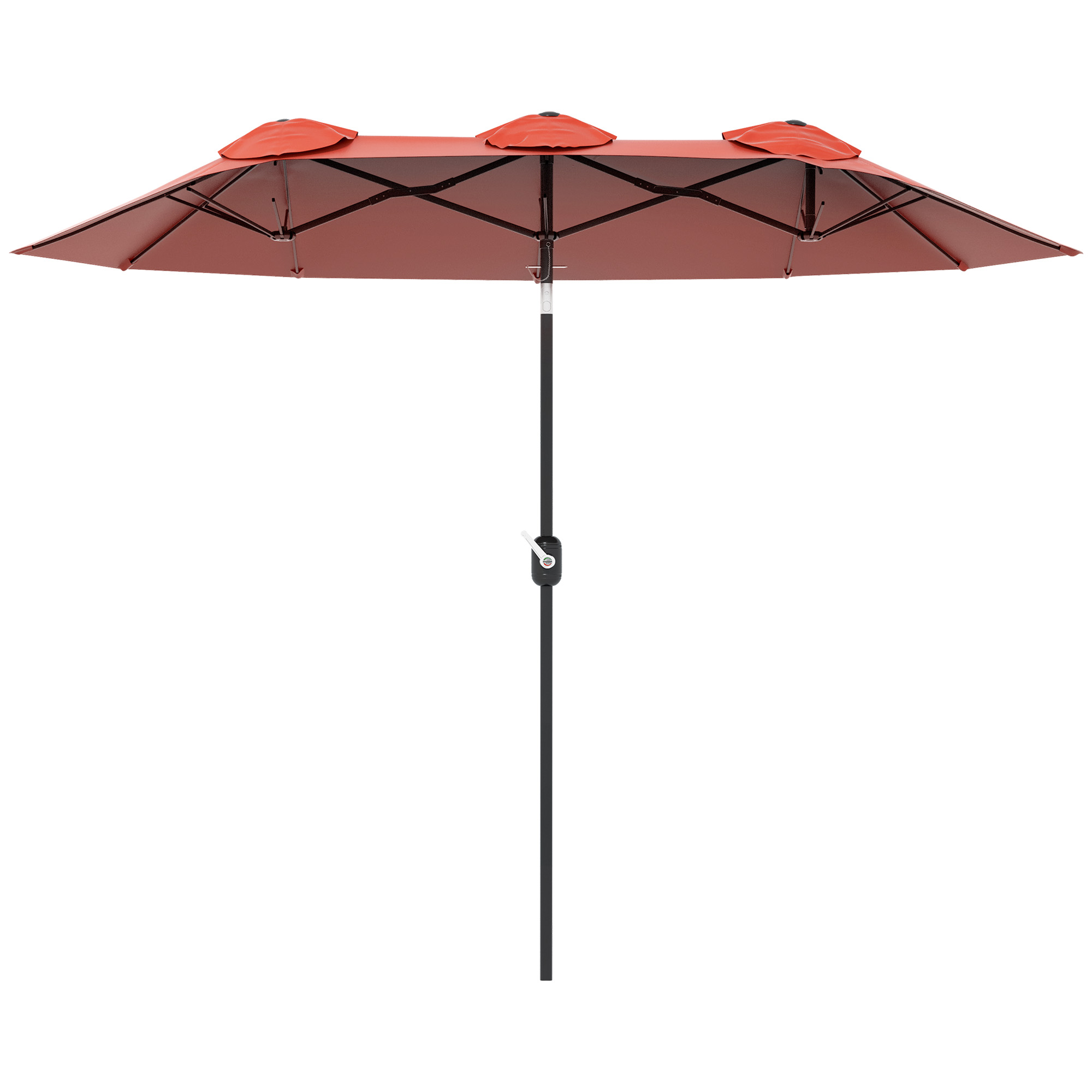 Sonnenschirm, Gartenschirm, neigbar, mit Handkurbel, Winddach, Polyester+Stahl, Weinrot, 295 x 152 cm
