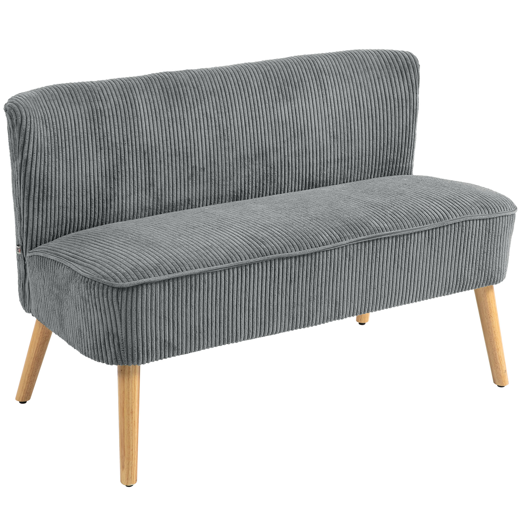 2-Sitzer Polstersofa, Holz, Samtartiges Polyester, Schaumstoff, 117 x 56,5 x 77 cm, Grau 2-Sitzer Polstersofa, Holz, Samtartiges Polyester, Schaumstoff, 117 x 56,5 x 77 cm, Grau