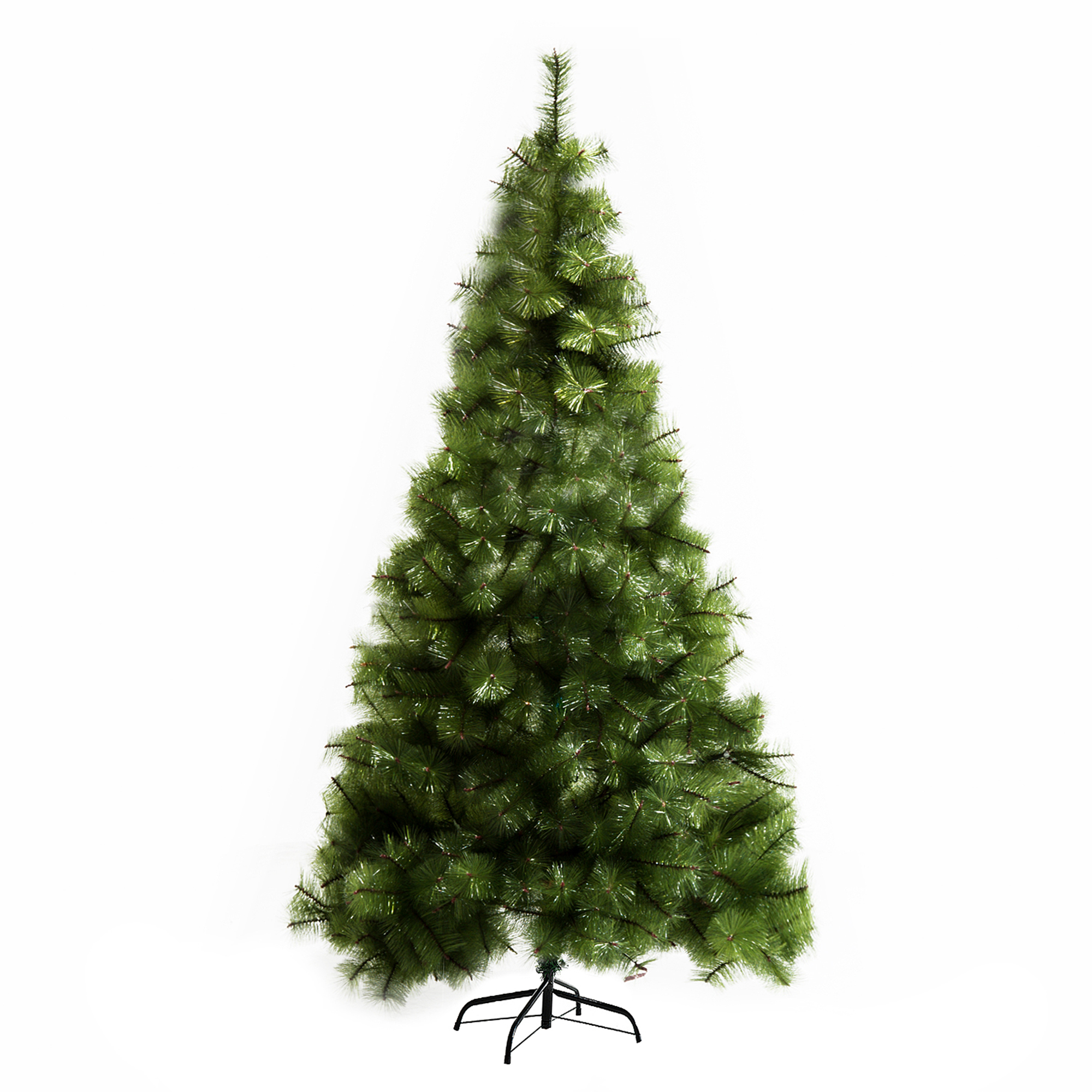 Künstlicher Weihnachtsbaum 210 cm Haken-Weihnachtsbaum mit 505 Spitzen mit silbernen Akzenten Christbaum Weihnachtsdeko inkl. Metallständer für drinnen