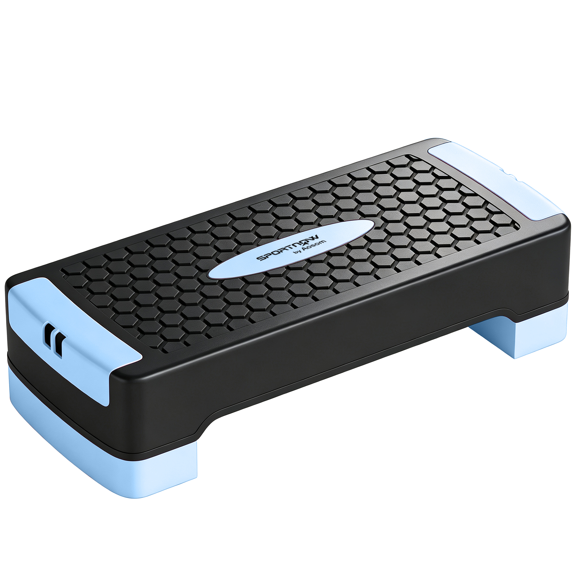 Steppbrett höhenverstellbar Fitness Aerobic Stepper mit 2 Stufen (11/16 cm) 2 Widerstandsbändern, Anti-Rutsch-Matte Blau