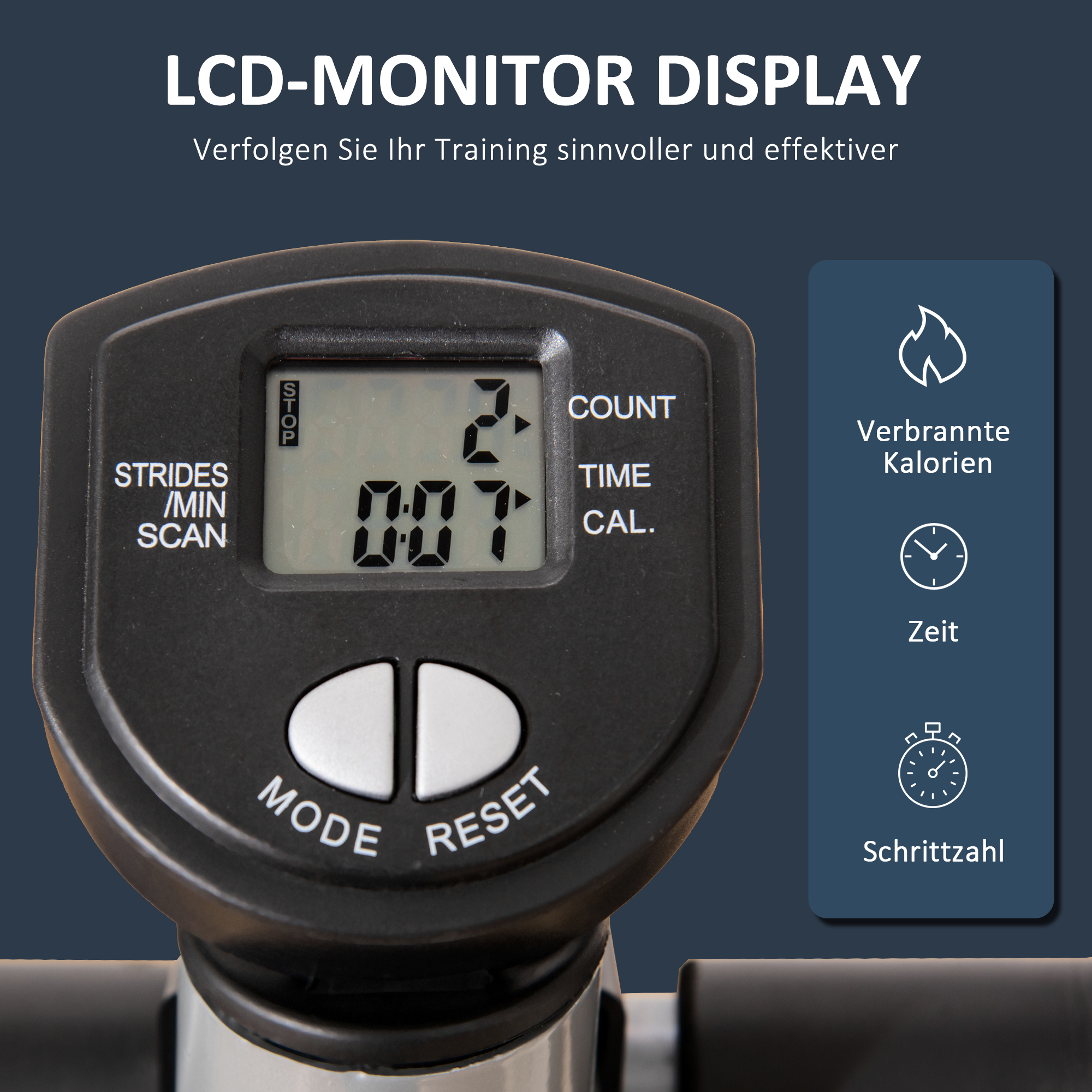 Stepper Heimtrainer für Zuhause mit LCD-Bildschirm einstellbare Geschwindigkeit Metall ABS 55 x 53 x 118-128 cm