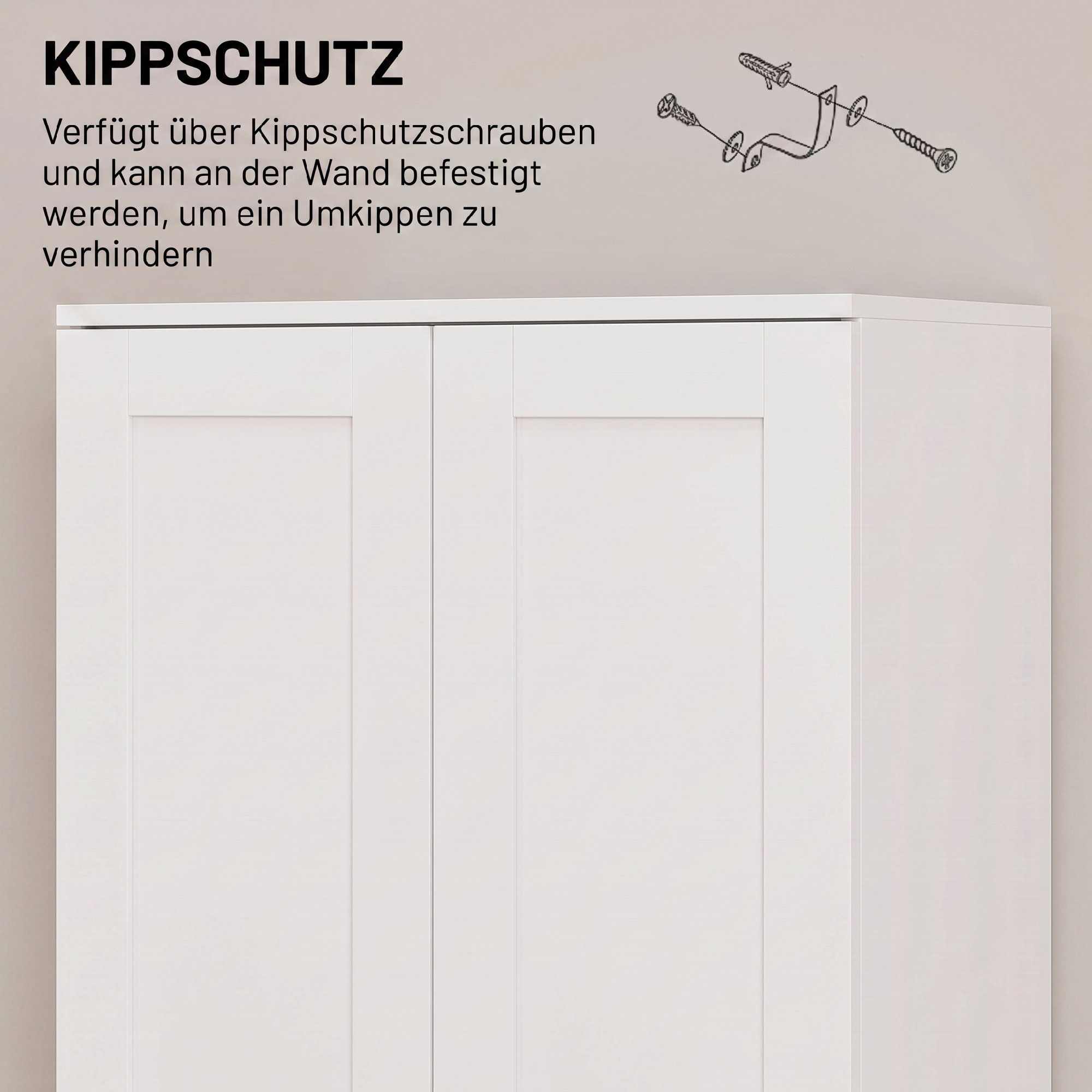 Vorratsschrank 175 cm mit Stauraum, Küchenschrank mit Soft-Close-Türen und verstellbaren Einlegeböden, Weiß