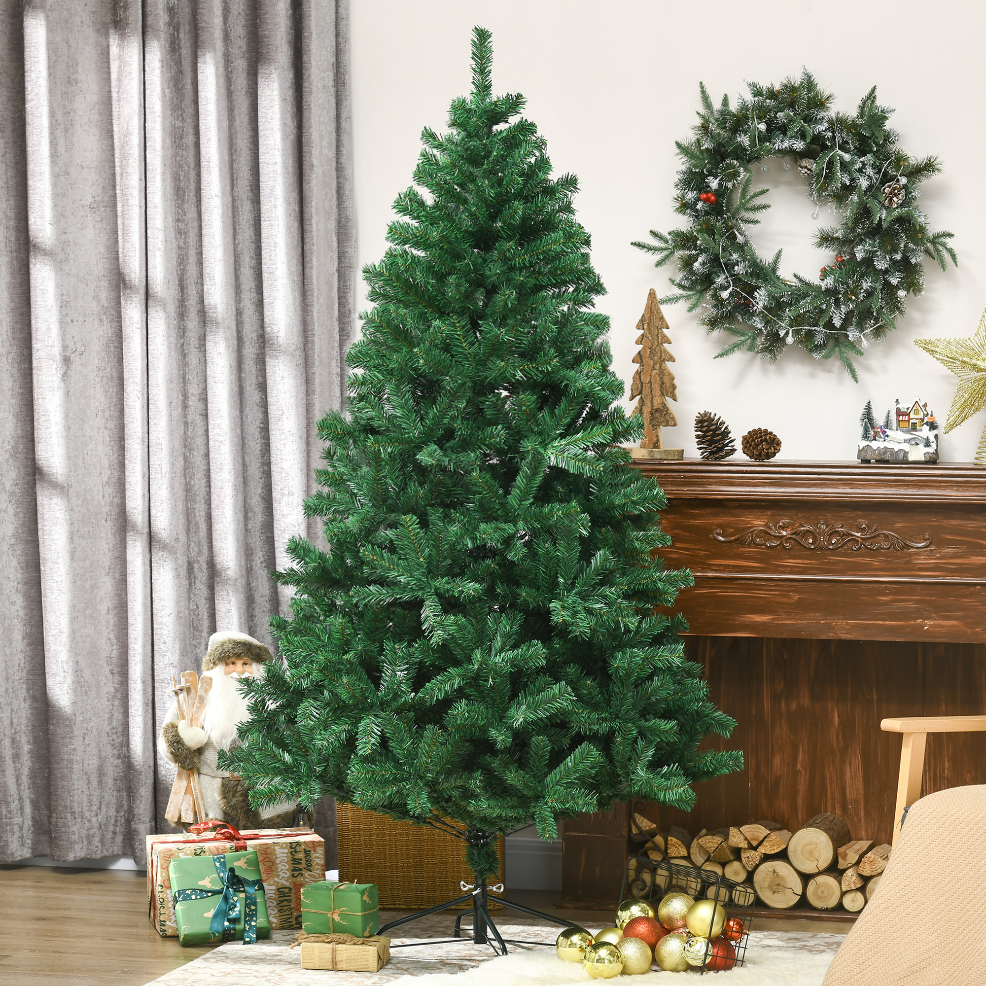 Künstlicher Weihnachtsbaum 180 cm künstlich Tannenbaum mit 1000 Spitzen Christbaum Weihnachtsdeko inkl. Metallständer für drinnen