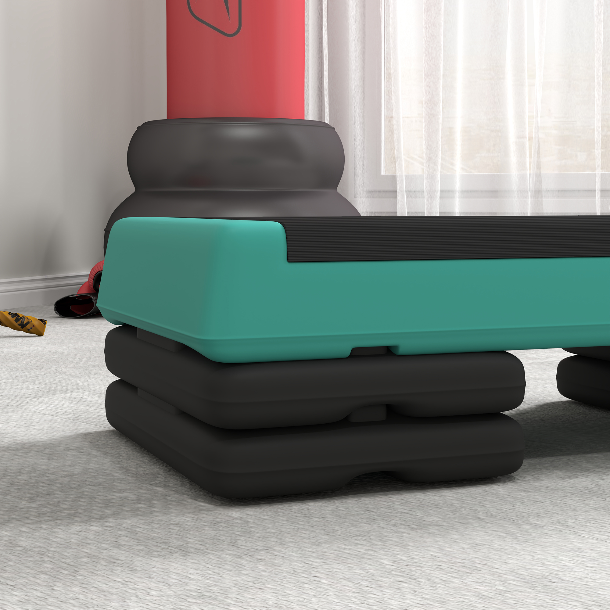 Steppbrett höhenverstellbar Fitness Aerobic Stepper mit 3 Stufen (10,5/15,5/20,5 cm), Anti-Rutsch Grün