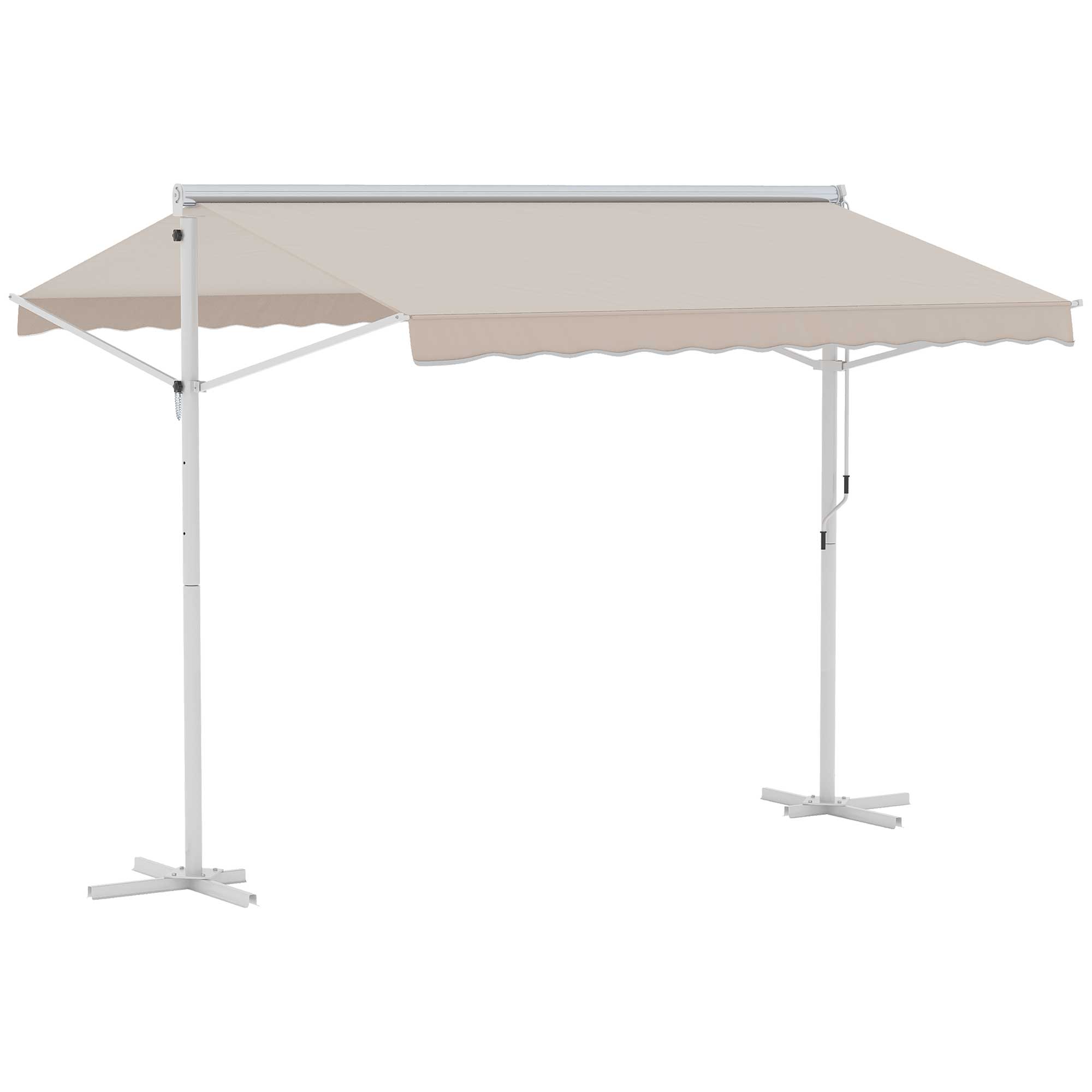 Standmarkise Gartenmarkise Markise mit Faltarm Kurbel Terrasse Creme 3x3m