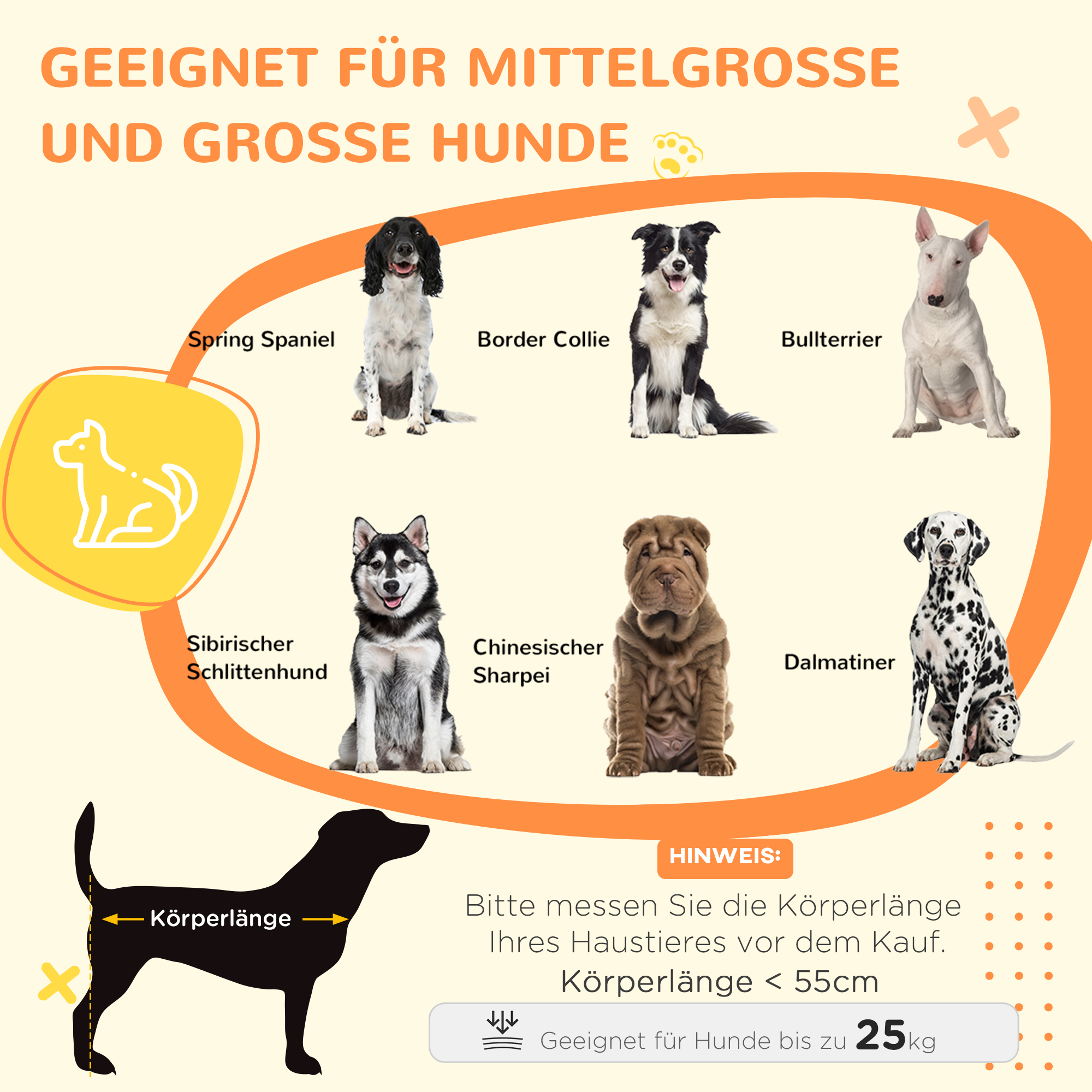 Hundekäfig, waschbares Kissen, Hundebox, 2 Verriegelungen, 90 cm x 58 cm x 65 cm, Natur + Schwarz + Weiß