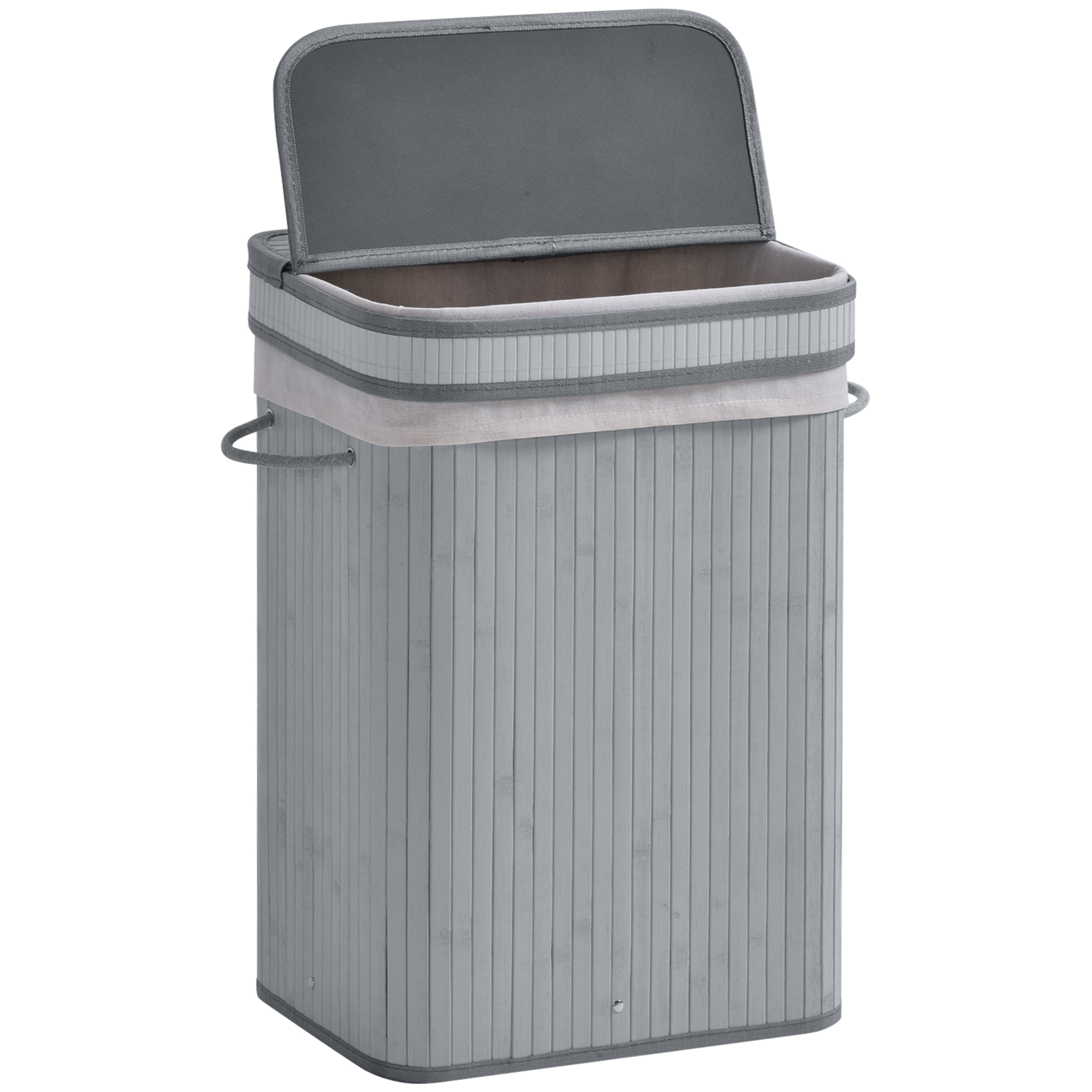 Wäschekorb, 70 L Wäschesammler mit Deckel, herausnehmbarer Innenfutter, Wäschebox für Badezimmer, 40 x 30 x 60 cm, Grau Wäschekorb, 70 L Wäschesammler mit Deckel, herausnehmbarer Innenfutter, Wäschebox für Badezimmer, 40 x 30 x 60 cm, Grau