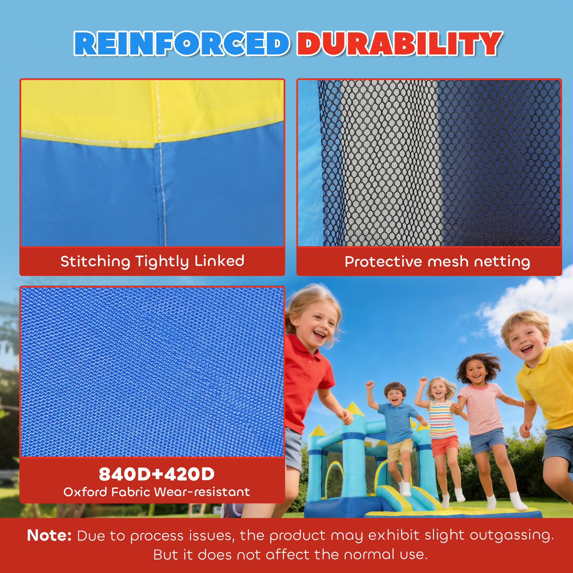 Hüpfburg Aufblasbar Spielcenter mit Gebläse Rutsche Trampolin Planschbecken/Bällebad Wasserpistole 364x173x182 cm Blau