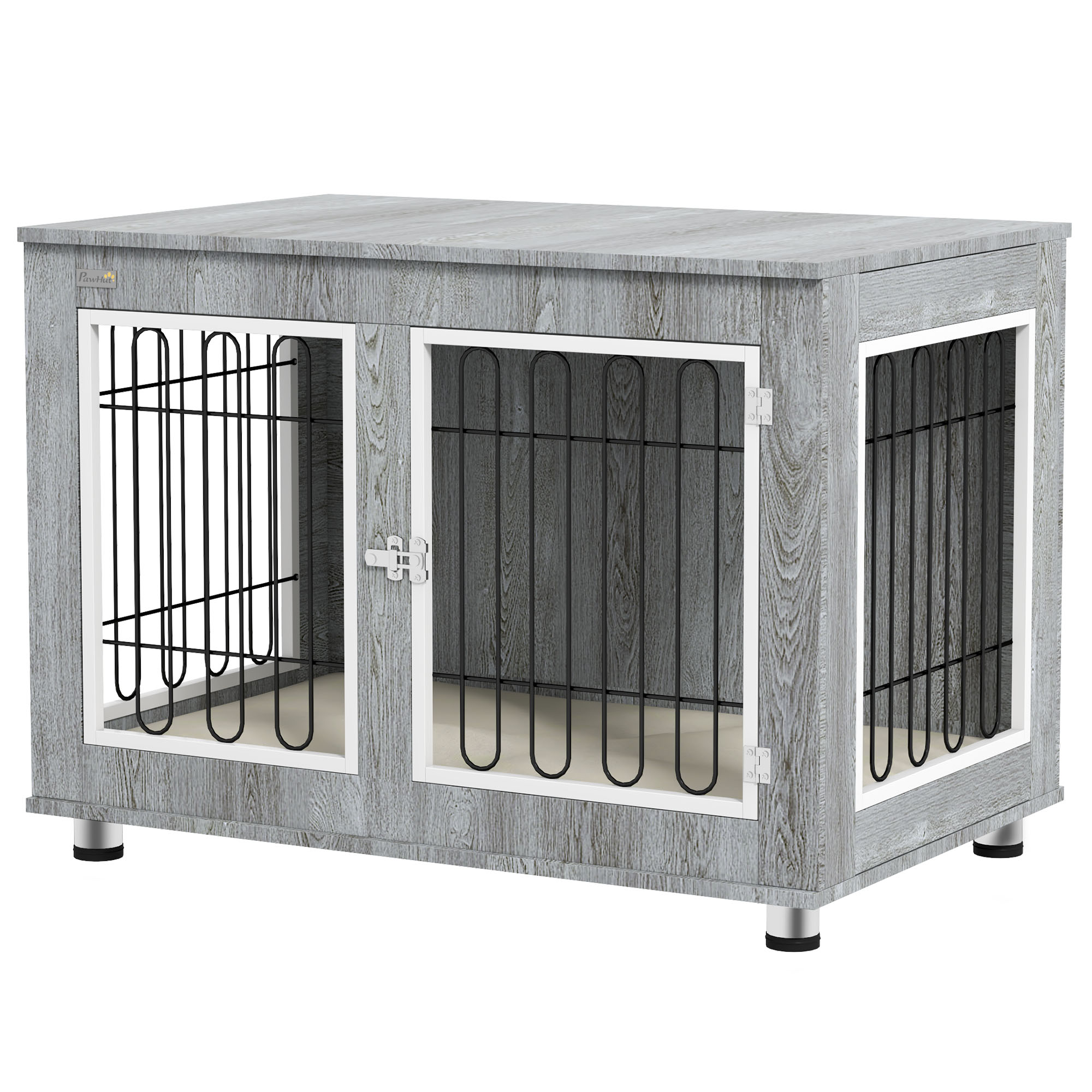 Hundekäfig Hundebox waschbares Polster, 2 Verriegelungen, 90 cm x 58 cm x 65 cm, Grau Hundekäfig Hundebox waschbares Polster, 2 Verriegelungen, 90 cm x 58 cm x 65 cm, Grau