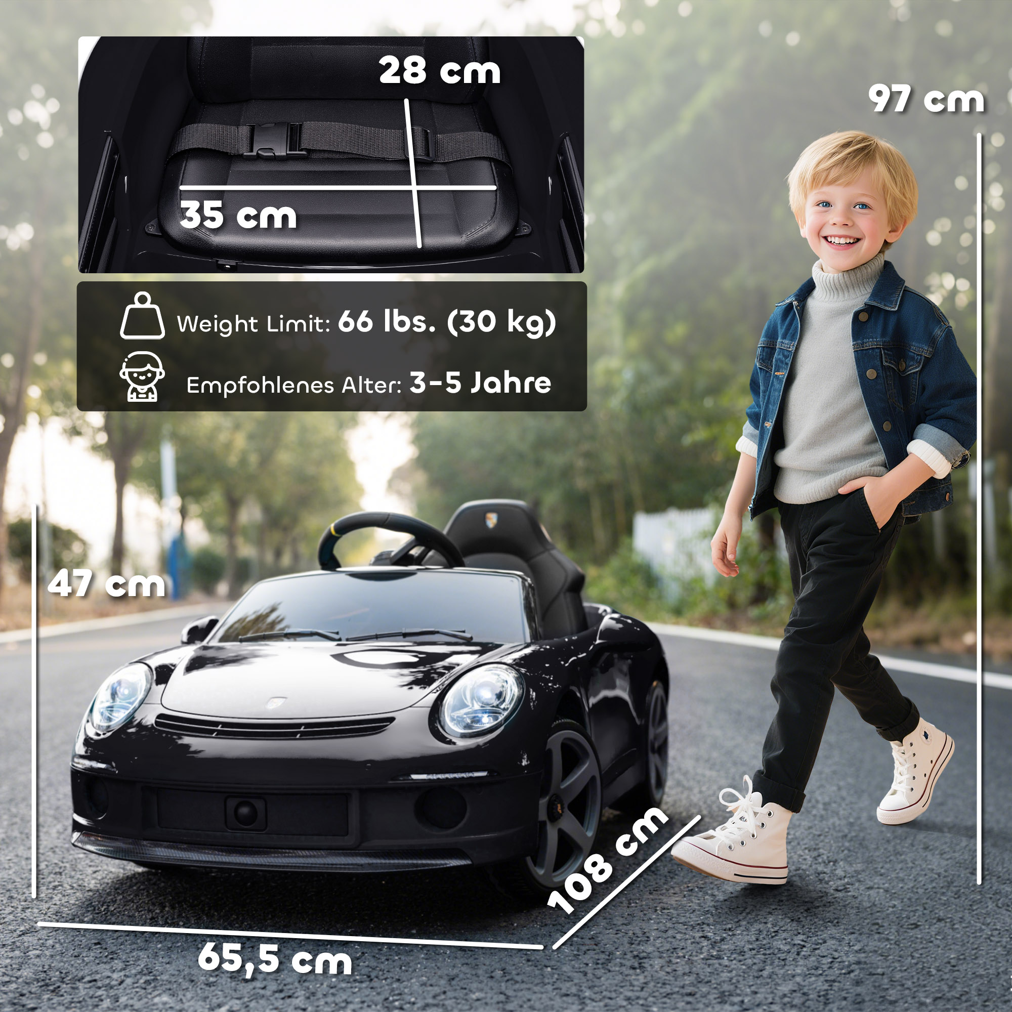 Kinderfahrzeug Porsche 911 RUF GT, schwarz
