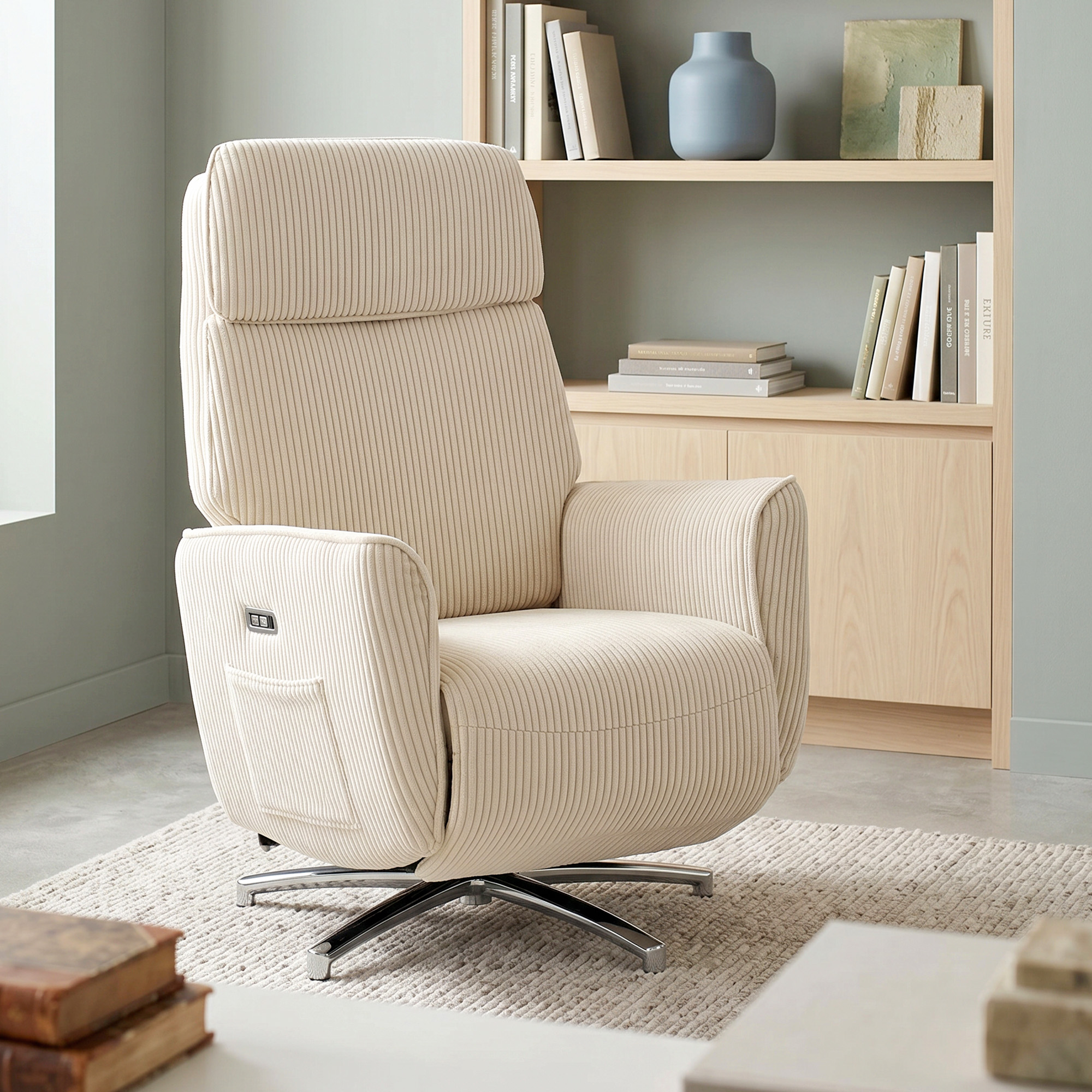 Relaxsessel Elektrisch Verstellbar Fernsessel mit Liegefunktion, 2 Motoren Drehbar TV Sessel mit USB-Anschluss