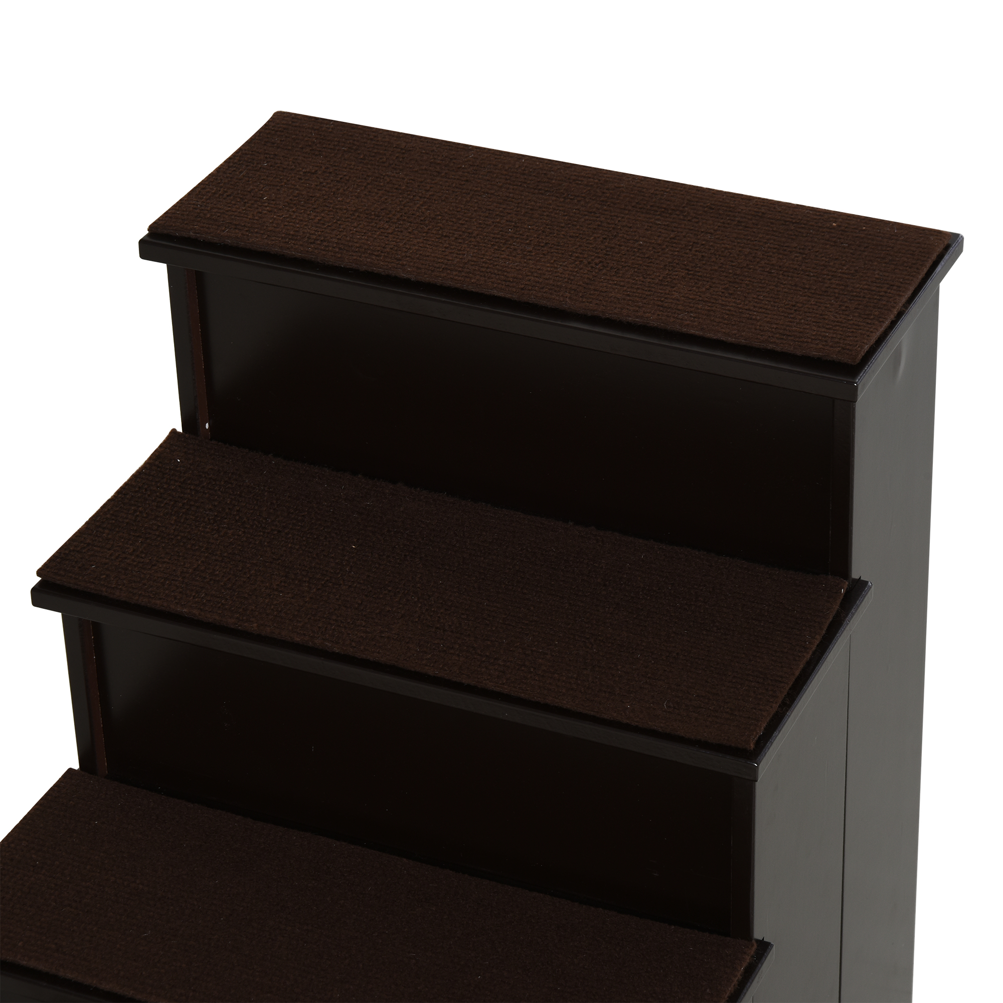 Haustiertreppe, für Hunde/Katzen, 4-stufig, Kurzplüsch, bis 30 kg, 40 x 59 x 54,2 cm, Dunkelbraun