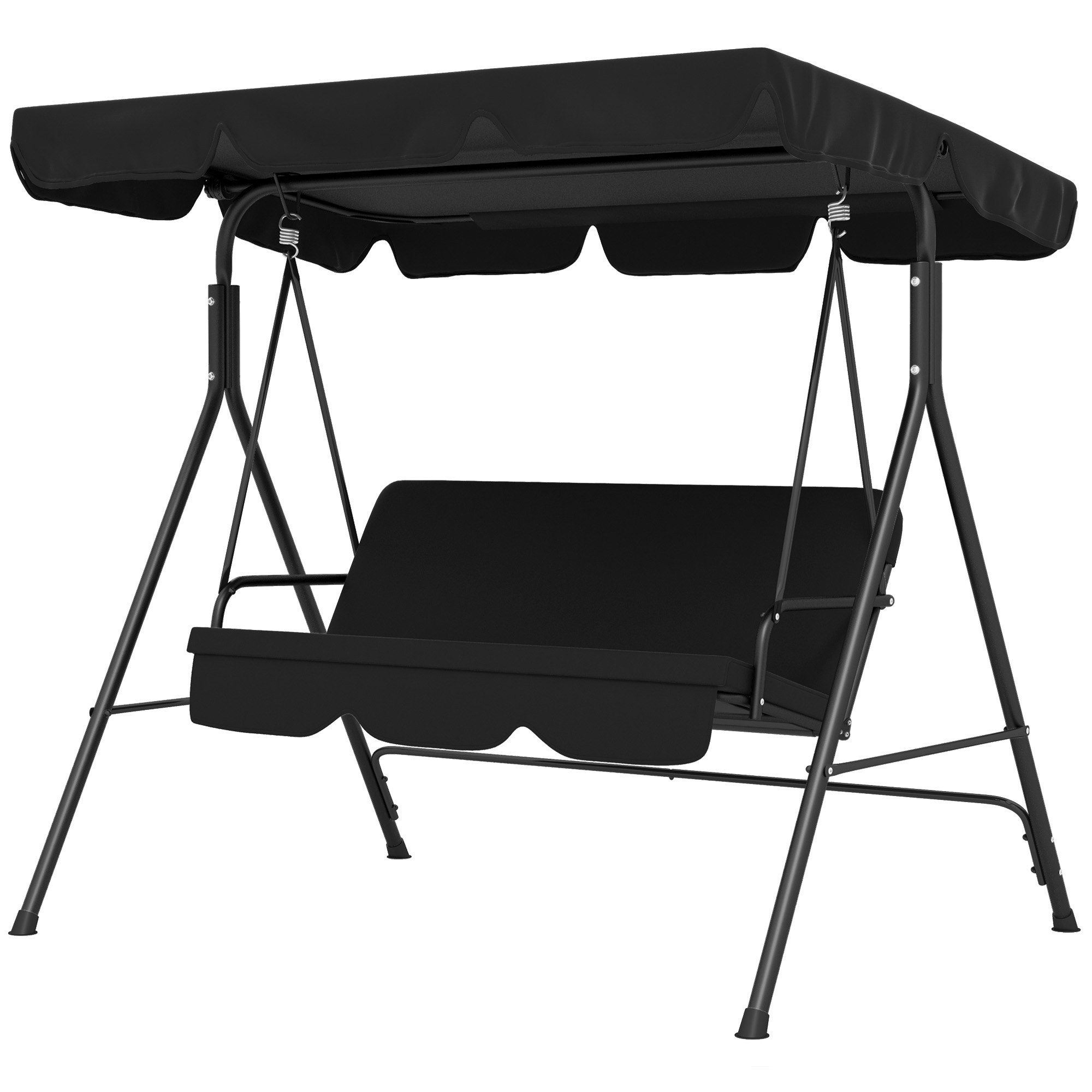 3-Sitzer Hollywoodschaukel Gartenliege Schaukelbank, wetterbeständig, 172 cm x 110 cm x 153 cm, Schwarz