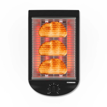 Flachtoaster | 600W | Timer | herausnehmbare Krümelschublade | automatische Abschaltung | schwarz