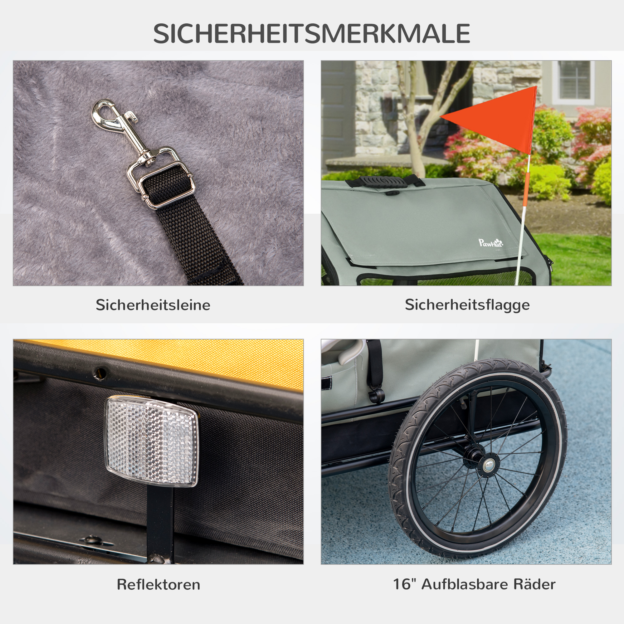 Hundeanhänger Fahrradanhänger Tieranhänger, 1 Wimpel, für Hunde bis zu 10 kg, Grün + Schwarz