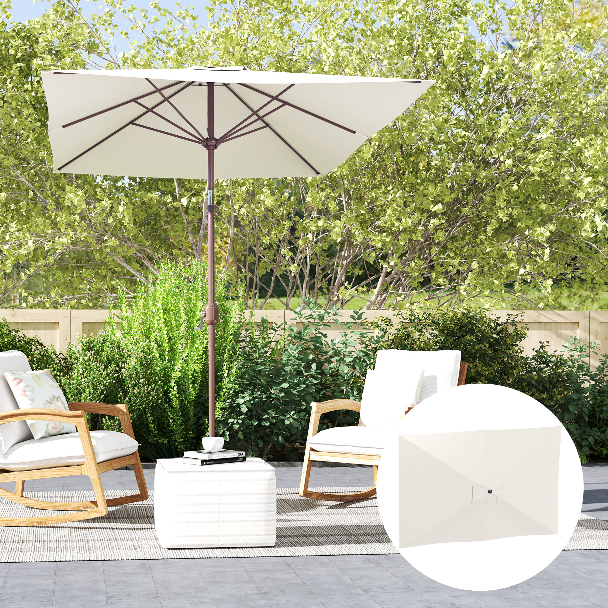 Sonnenschirm Ersatzbezug 2 x 3 m 6 Streben UV50+ & Wasserdicht Terrassenschirm Bespannung