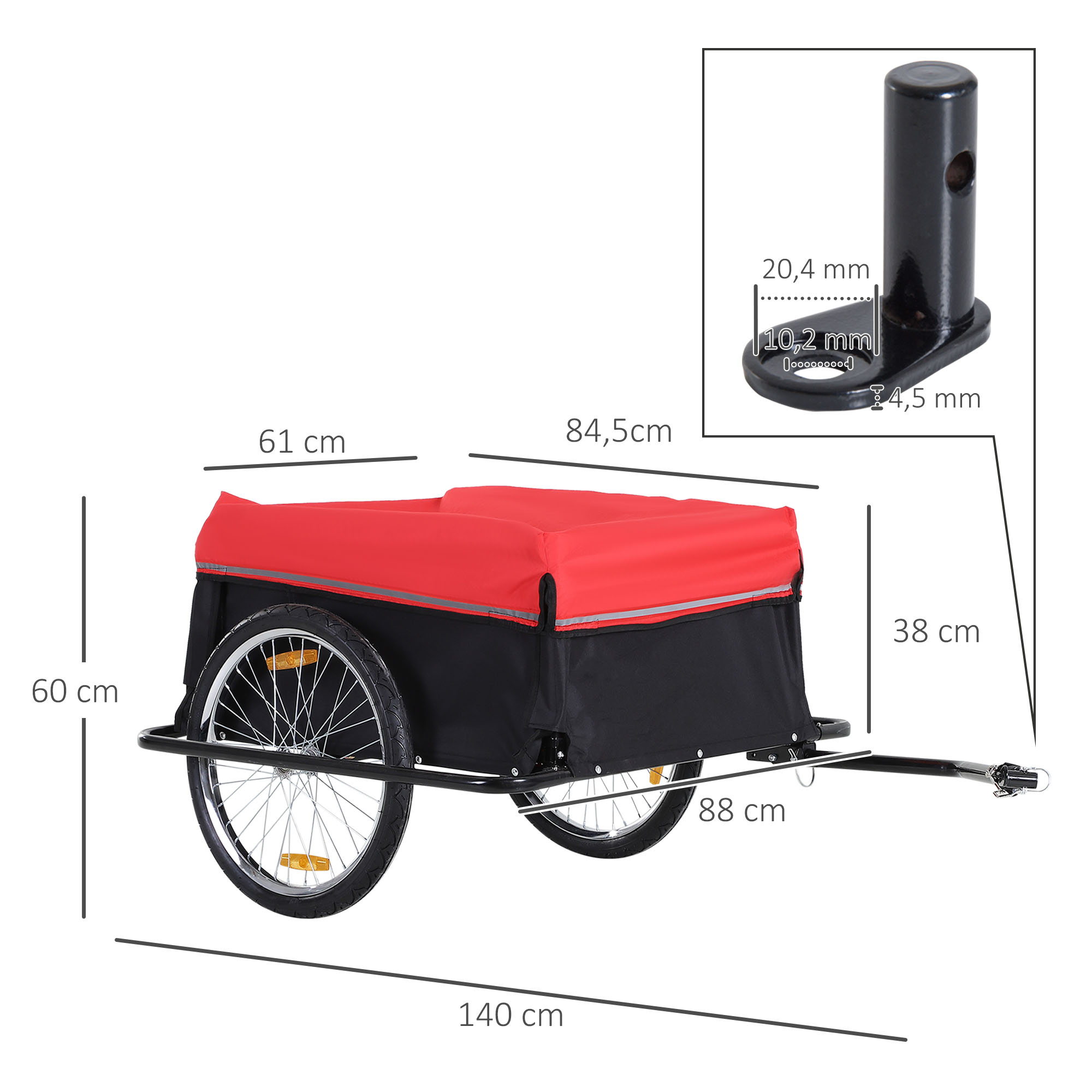 Fahrradanhänger Klappbar Lastenanhänger mit Kupplung,Transportwagen bis 40 kg belastbar, Transportanhänger Anhänger für Fahrrad Handwagen 140 x 88 x 60 cm