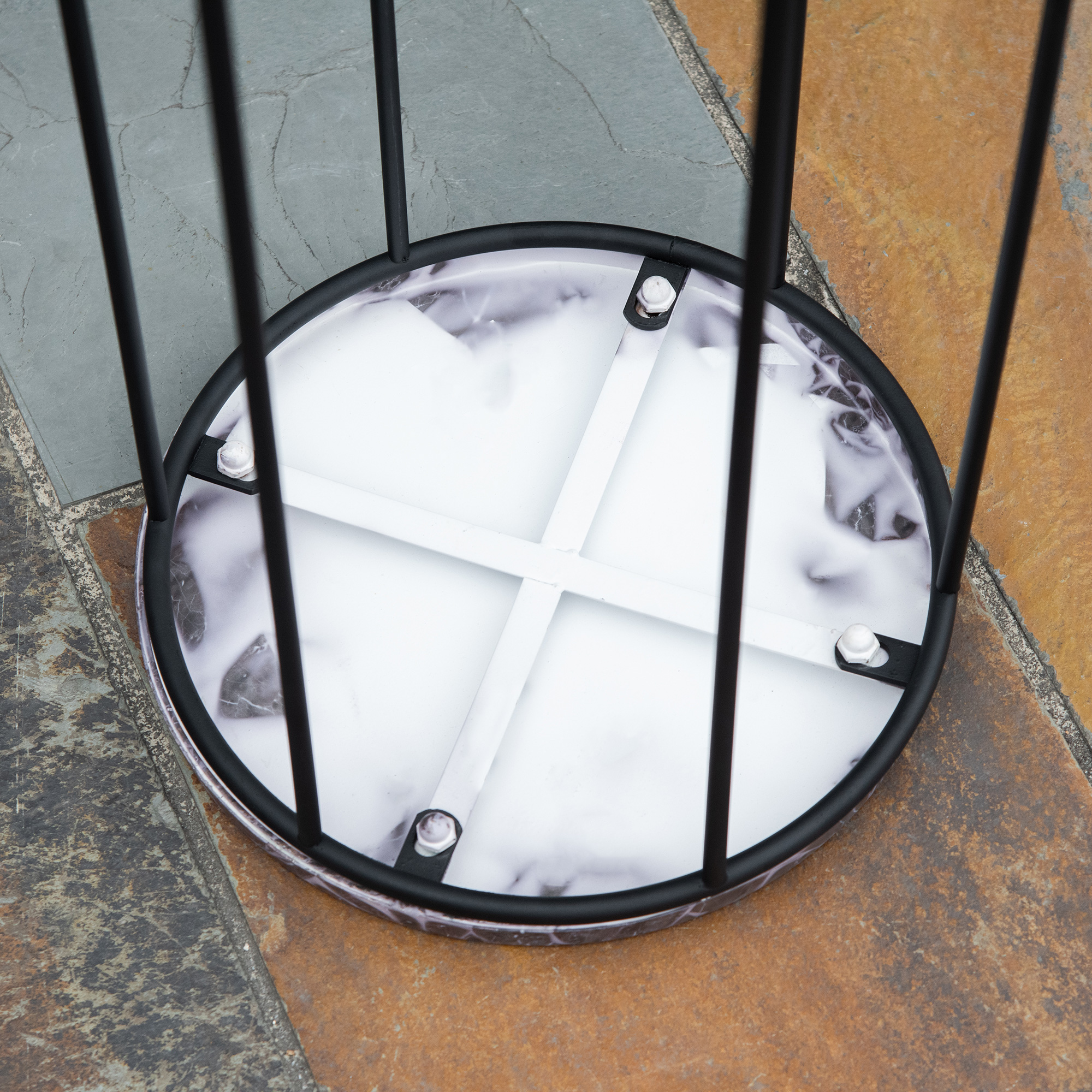 Blumenständer 3er Set aus Metall Pflanzenständer Set in Marmoroptik Blumenhocker Blumentopfhalter Stapelbar Pflanzenhocker für Blumentopf Schwarz+Grau