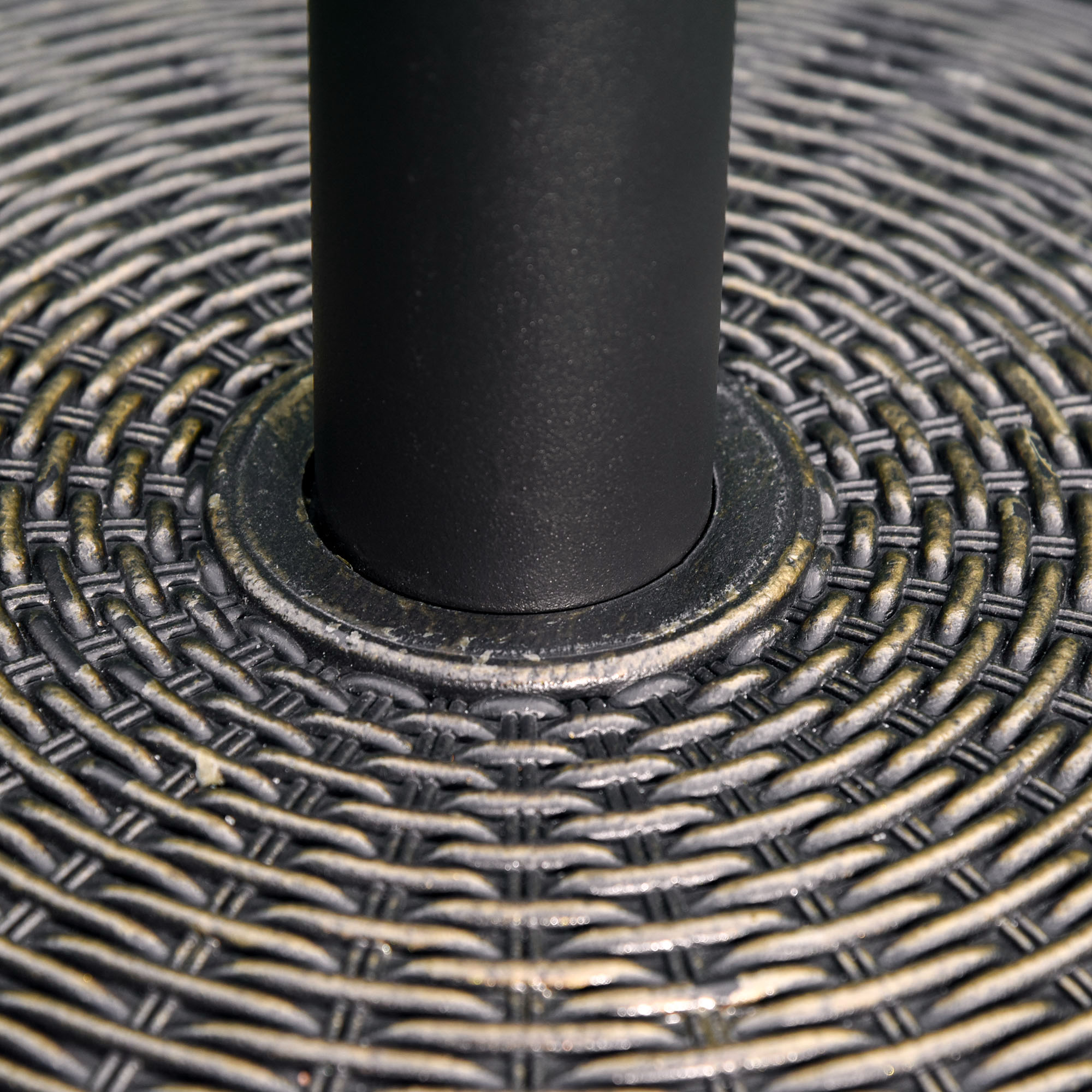 Sonnenschirmständer aus Zement 14kg Rund Schirmständer mit Rattanoptik für Sonnenschirm 35mm/38mm/48mm Rohrdurchmesser