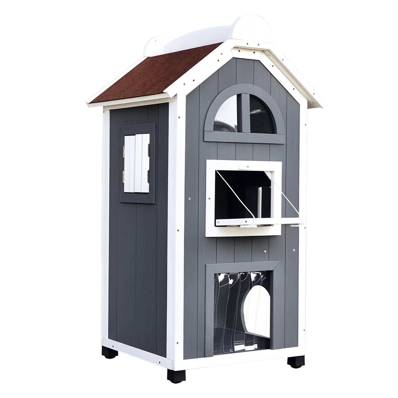 Katzenhaus für Katzenbett oder Katzentoilette, Katzenschrank, Katzenklo Indoor, Tannenholz, Asphaltdach, Grau, 59 x 55 x 109 cm Katzenhaus für Katzenbett oder Katzentoilette, Katzenschrank, Katzenklo Indoor, Tannenholz, Asphaltdach, Grau, 59 x 55 x 109 cm