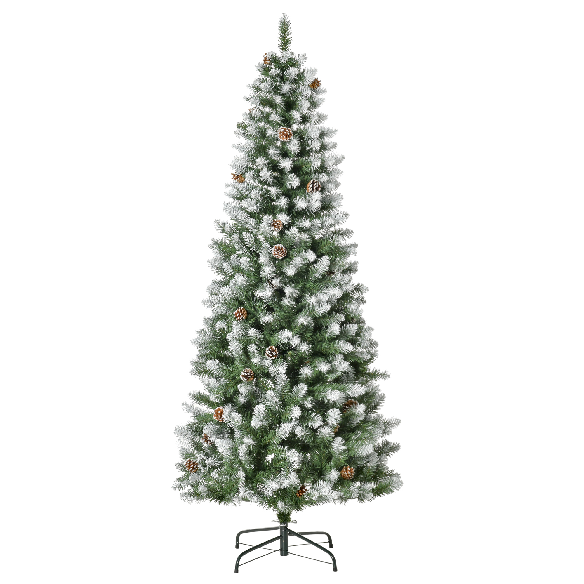 Künstlicher Weihnachtsbaum, 630 Zweige, 37 Zapfen, verschneite Spitzen, feuerfest, 180 cm Weihnachtsbaum, 630 Zweige, 37 Zapfen, verschneite Spitzen, feuerfest, 180 cm