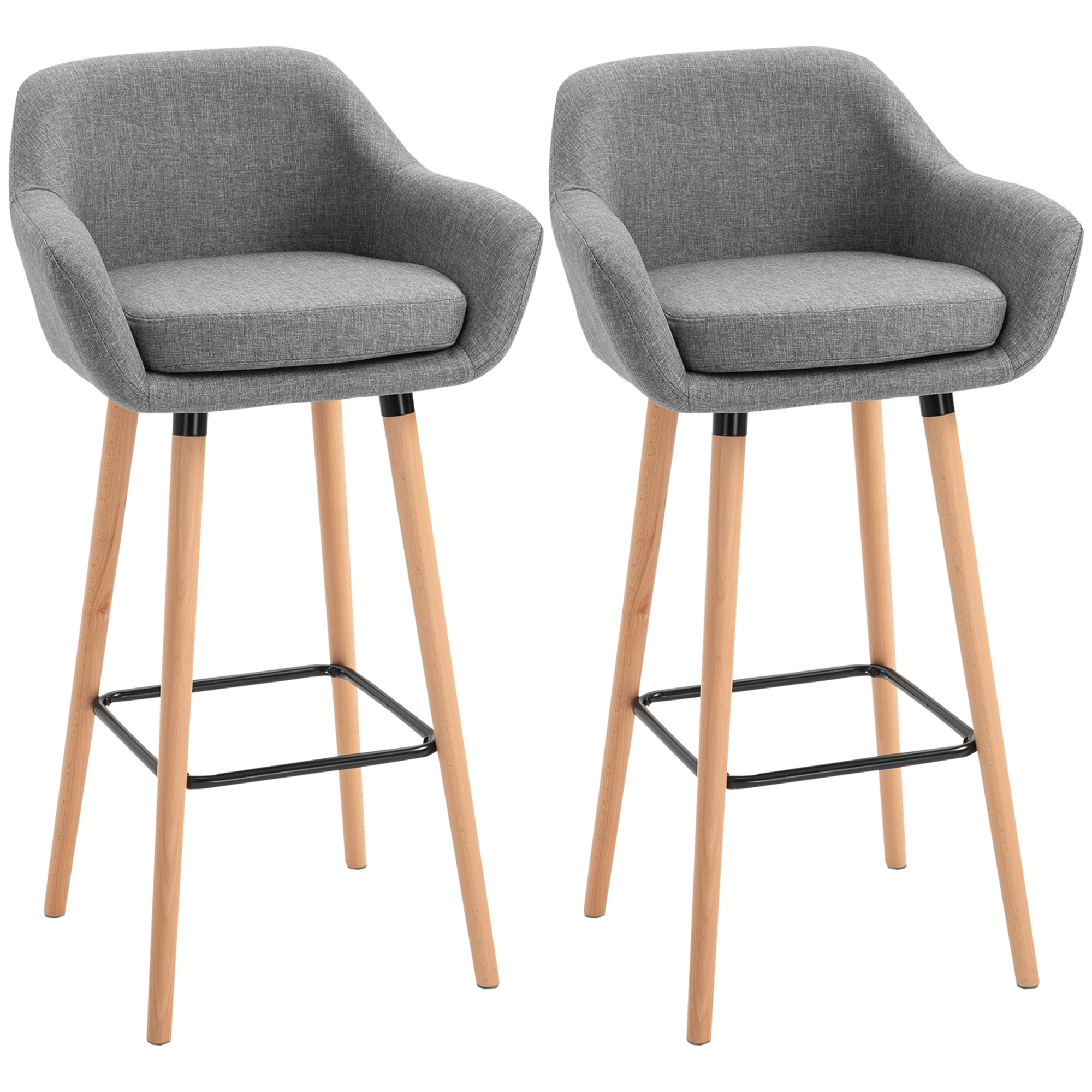 2er-Set Barhocker, inkl, Fußstütze, Massivholz, 55 cm x 48c m x 100 cm, Grau 2er-Set Barhocker, inkl, Fußstütze, Massivholz, 55 cm x 48c m x 100 cm, Grau