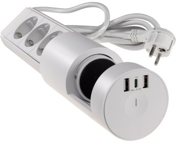 3-fach Tischsteckdose "CT-KS 3" / USB-A + C, 20W PD, 3m Kabel, Weiß