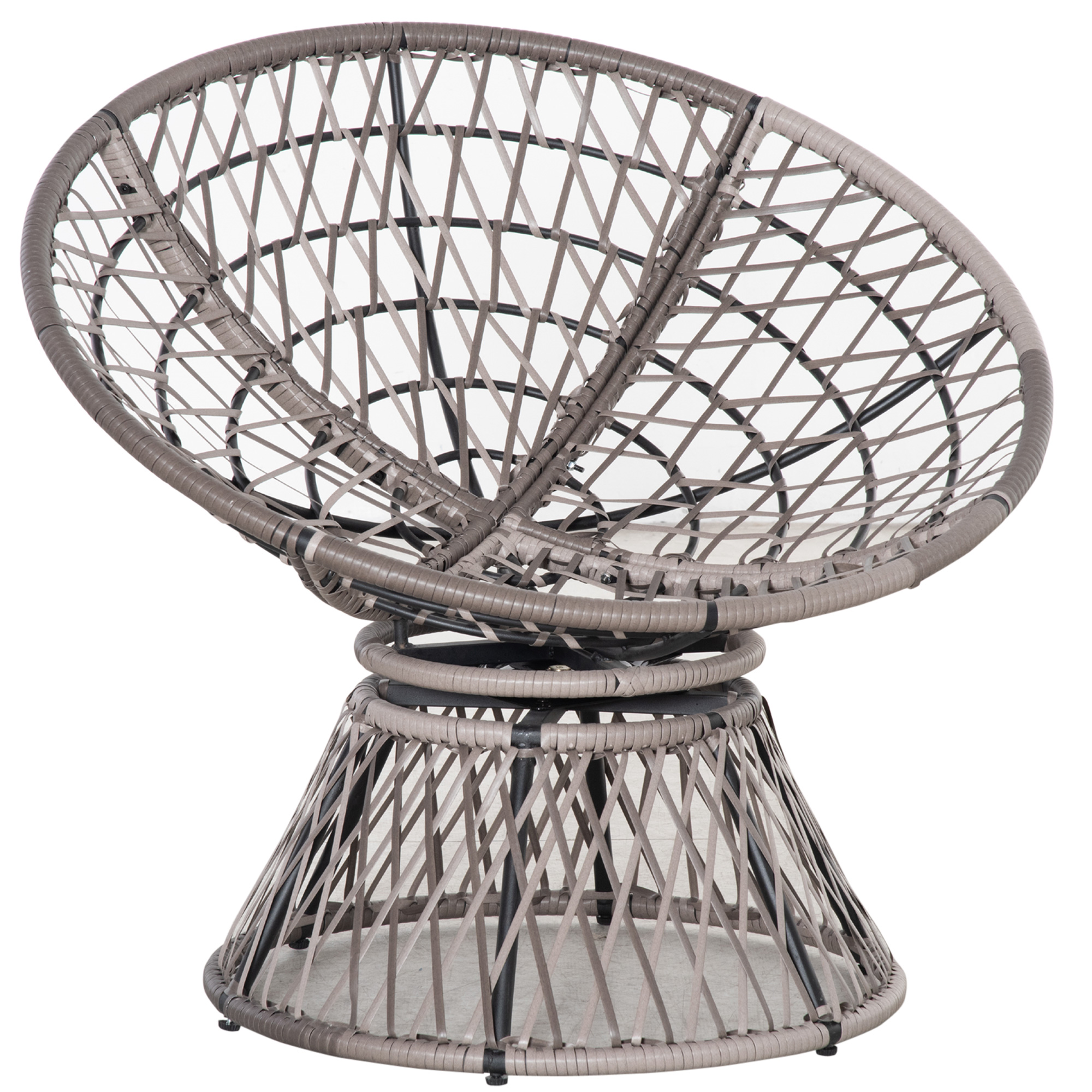 Papasansessel Korbsessel Sessel mit Polster 360 Grad Rattan Grau B87 x T97 x H86 cm