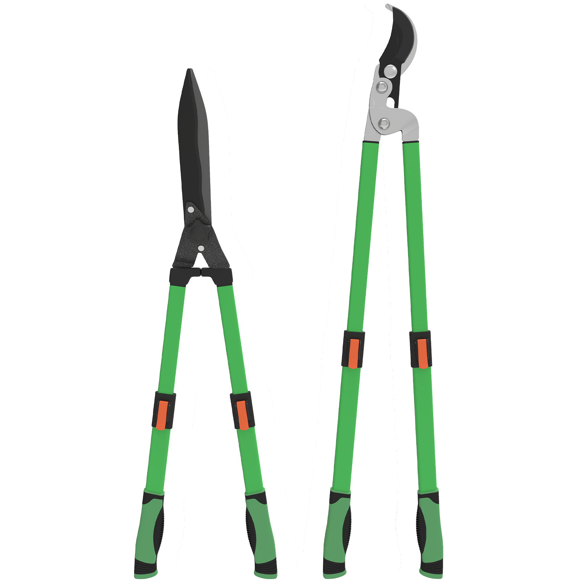 Heckenschere Set 2-teilig Gartenschere Messerlänge 90 cm Astschere mit Metallklingen, ausziehbarer Griff Heckenschere Set 2-teilig Gartenschere Messerlänge 90 cm Astschere mit Metallklingen, ausziehbarer Griff