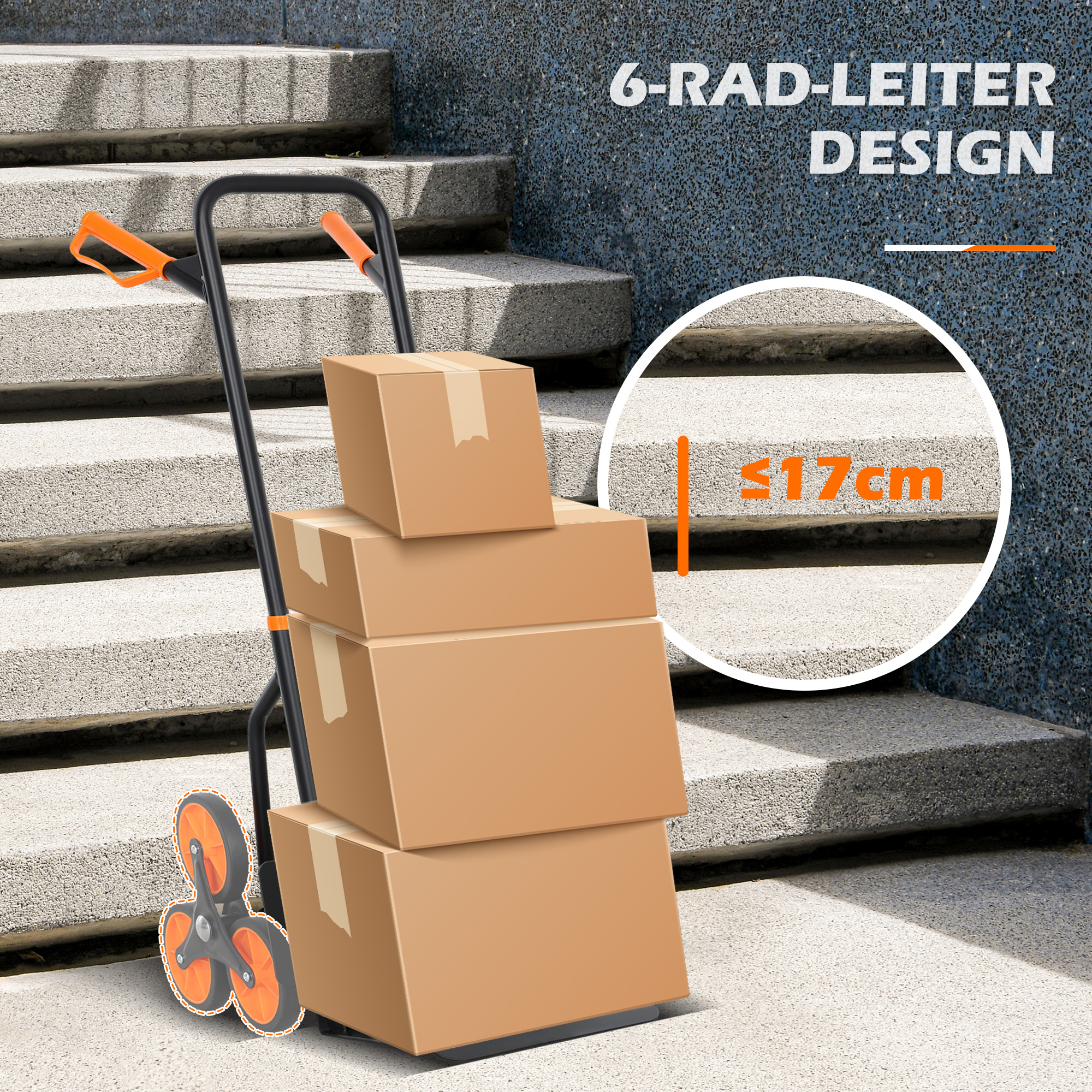 Treppensteiger Sackkarre klappbar Transportkarre mit Stahlrahmen max. 120kg