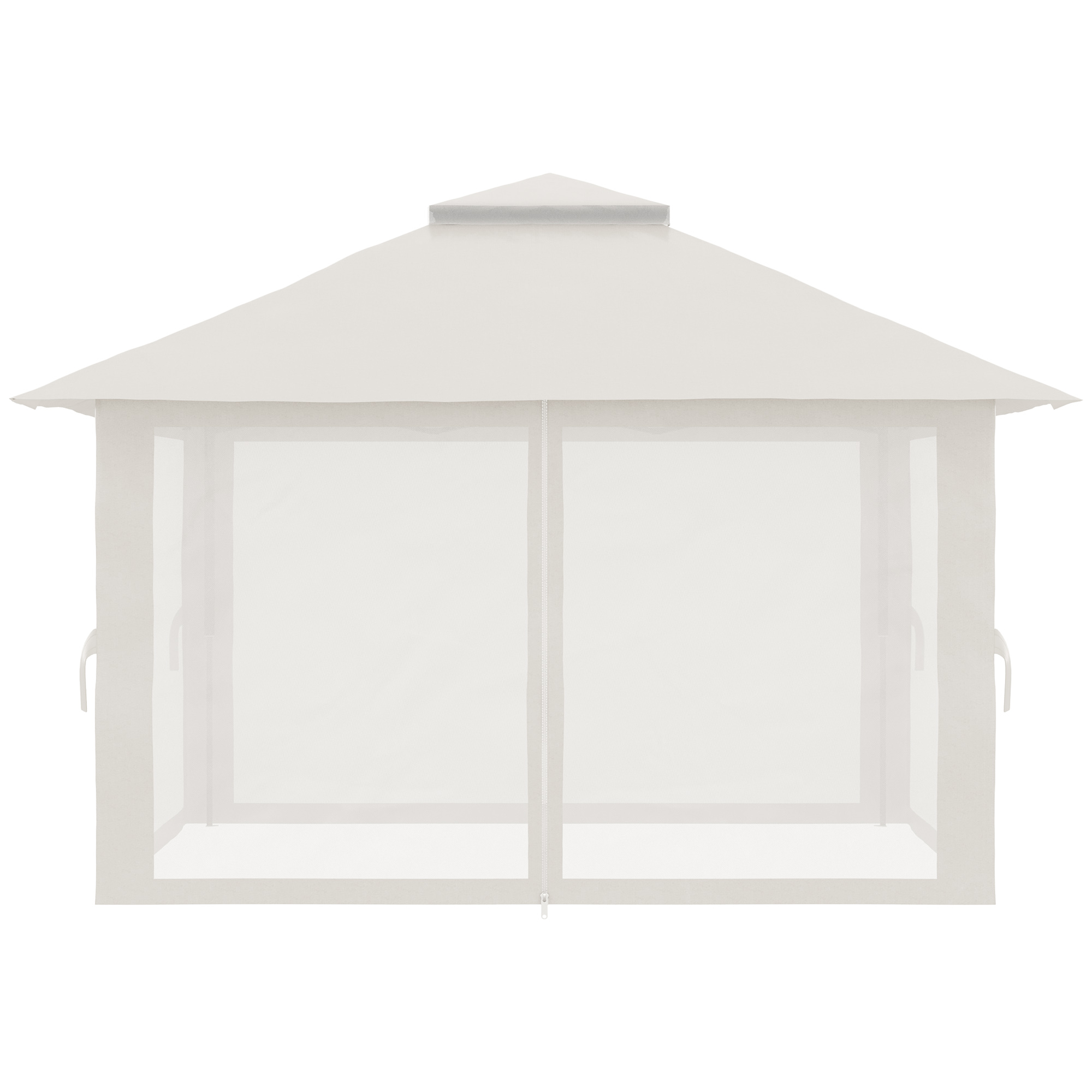 Faltpavillon, höhenverstellbar, 4 Netzwände, Lüftungsdach, Tragetasche, Schnellaufbau, 4 x 4 x 3 m, Cremeweiß