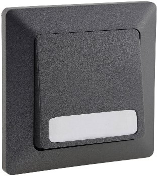 MILOS Taster mit Namensschild, Anthrazit / 0-250V~/ 10A, inkl. Rahmen, UP