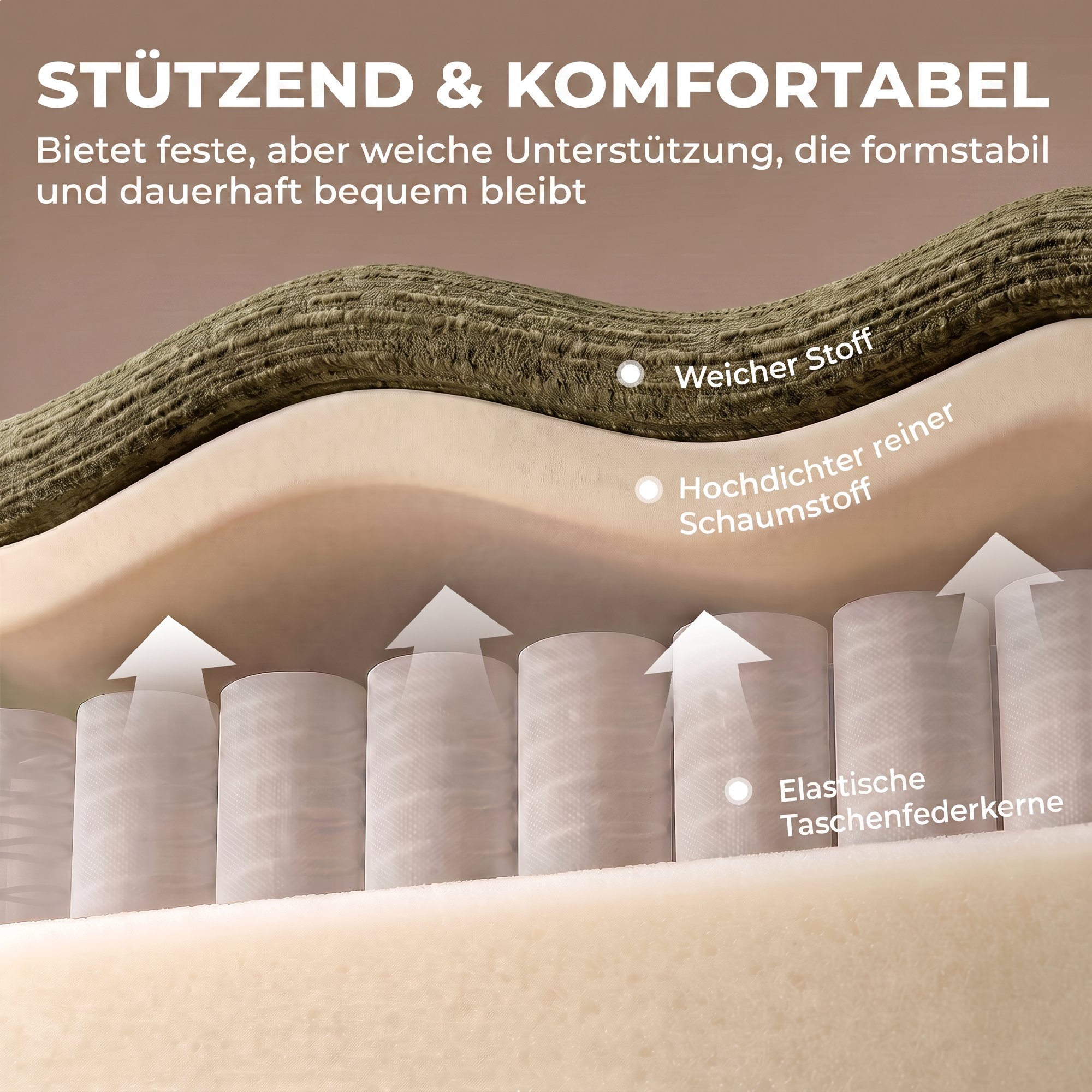 3-Sitzer-Sofa, abgerundet und rahmenlos, mit großzügiger Sitzfläche, dick gepolstert, keine Montage, Dunkelgrün
