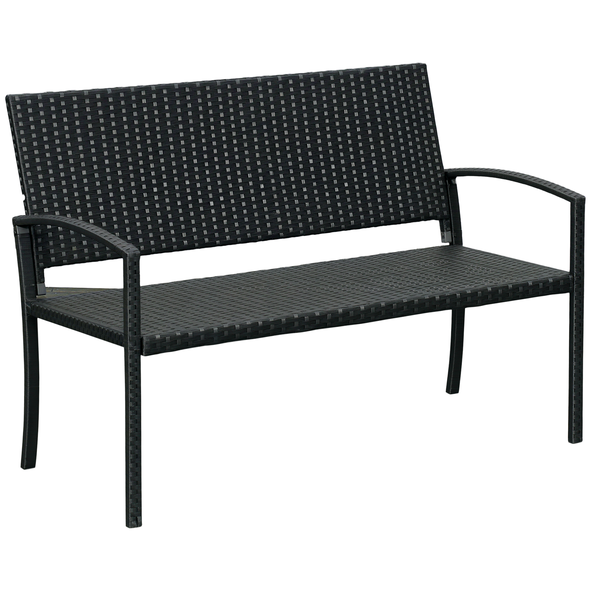 Gartenbank, in Rattanoptik, mit Stahlrahmen, für 2 Personen, Schwarz, 122 x 60 x 85cm Gartenbank, in Rattanoptik, mit Stahlrahmen, für 2 Personen, Schwarz, 122 x 60 x 85cm