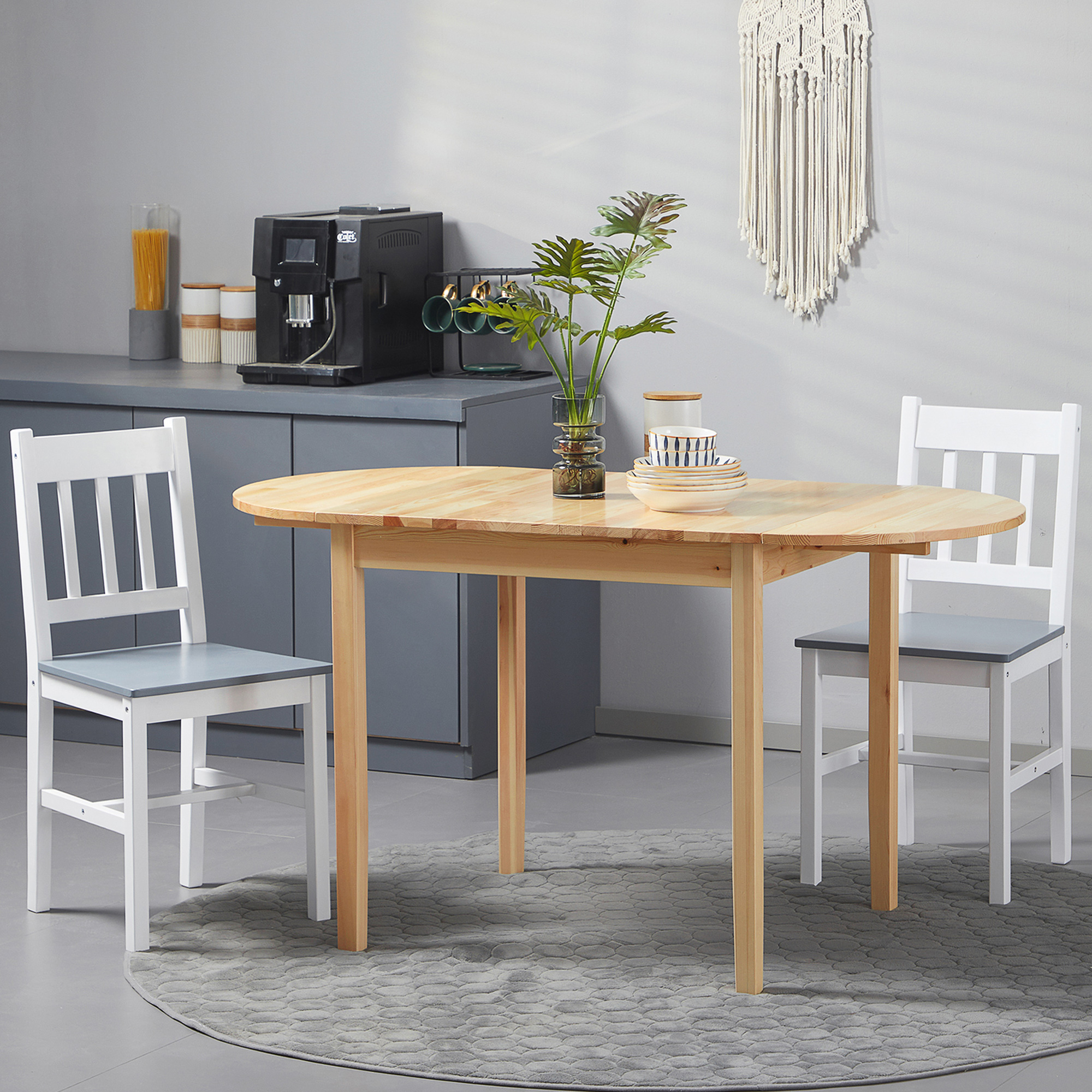 Esstisch aus Holz Klappbar Küchentisch für 6 Personen mit Drop-Leaf-Design 140 x 70 x 75 cm Naturholz