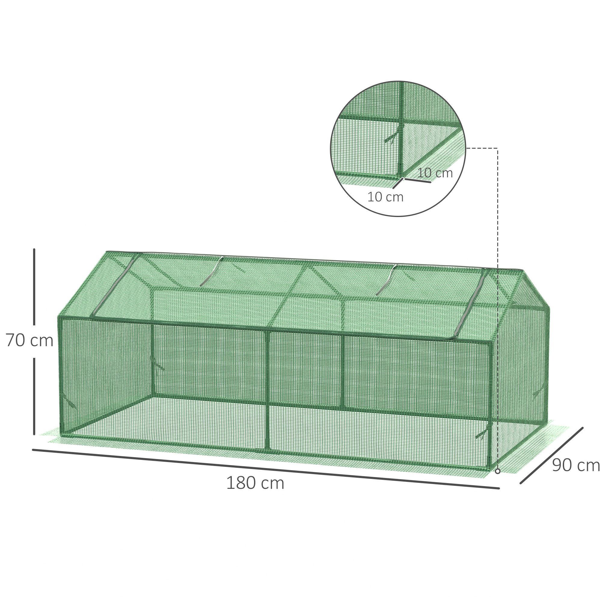 Foliegewächshaus mit Fenster Treibhaus Tomatenhaus Frühbeet 180 x 90 x 70 cm Grün