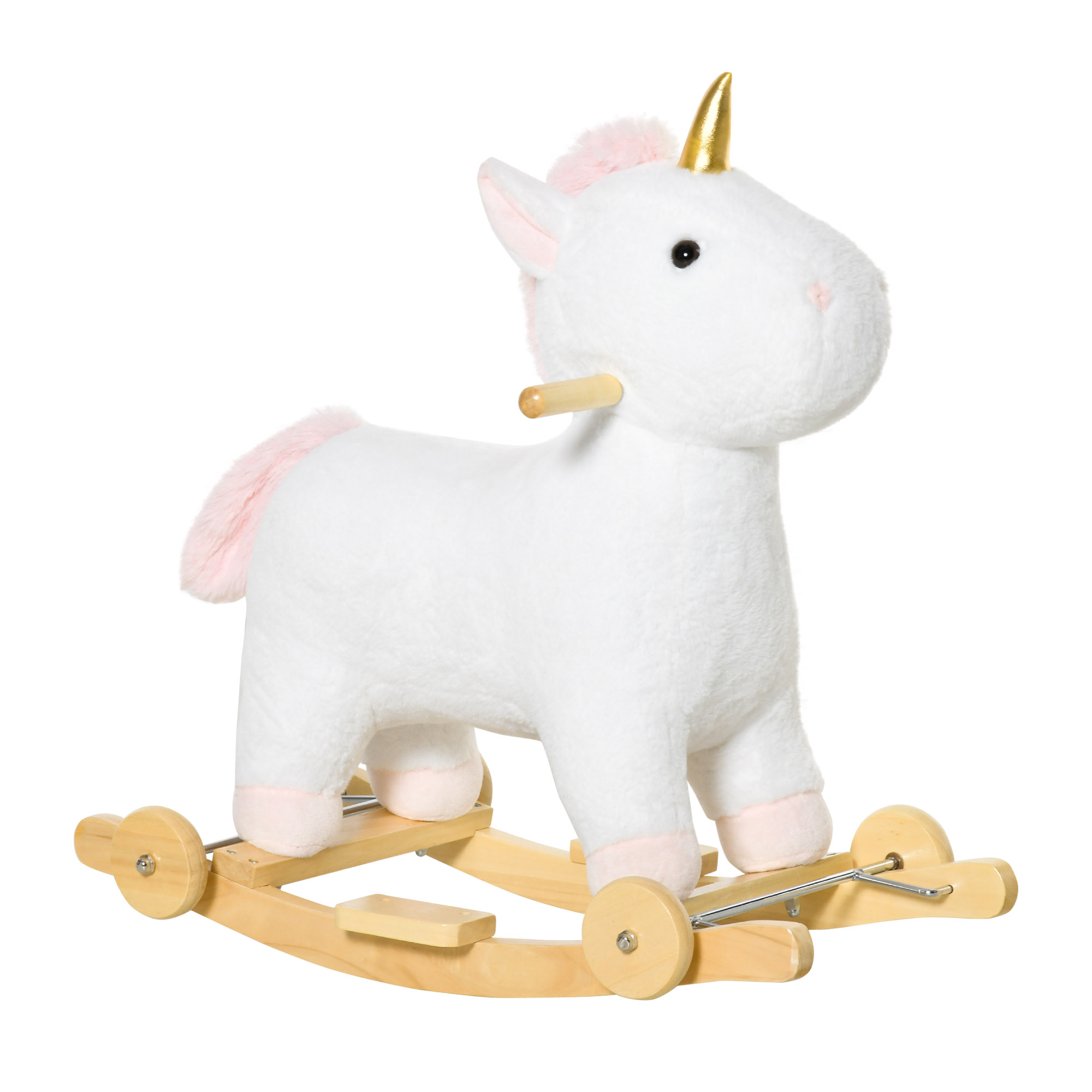 2-IN-1 Schaukelpferd mit Räder Plüsch Schaukeltier Babyschaukel Spielzeug Weiß 63 x 38 x 63 cm 2-IN-1 Schaukelpferd mit Räder Plüsch Schaukeltier Babyschaukel Spielzeug Weiß 63 x 38 x 63 cm