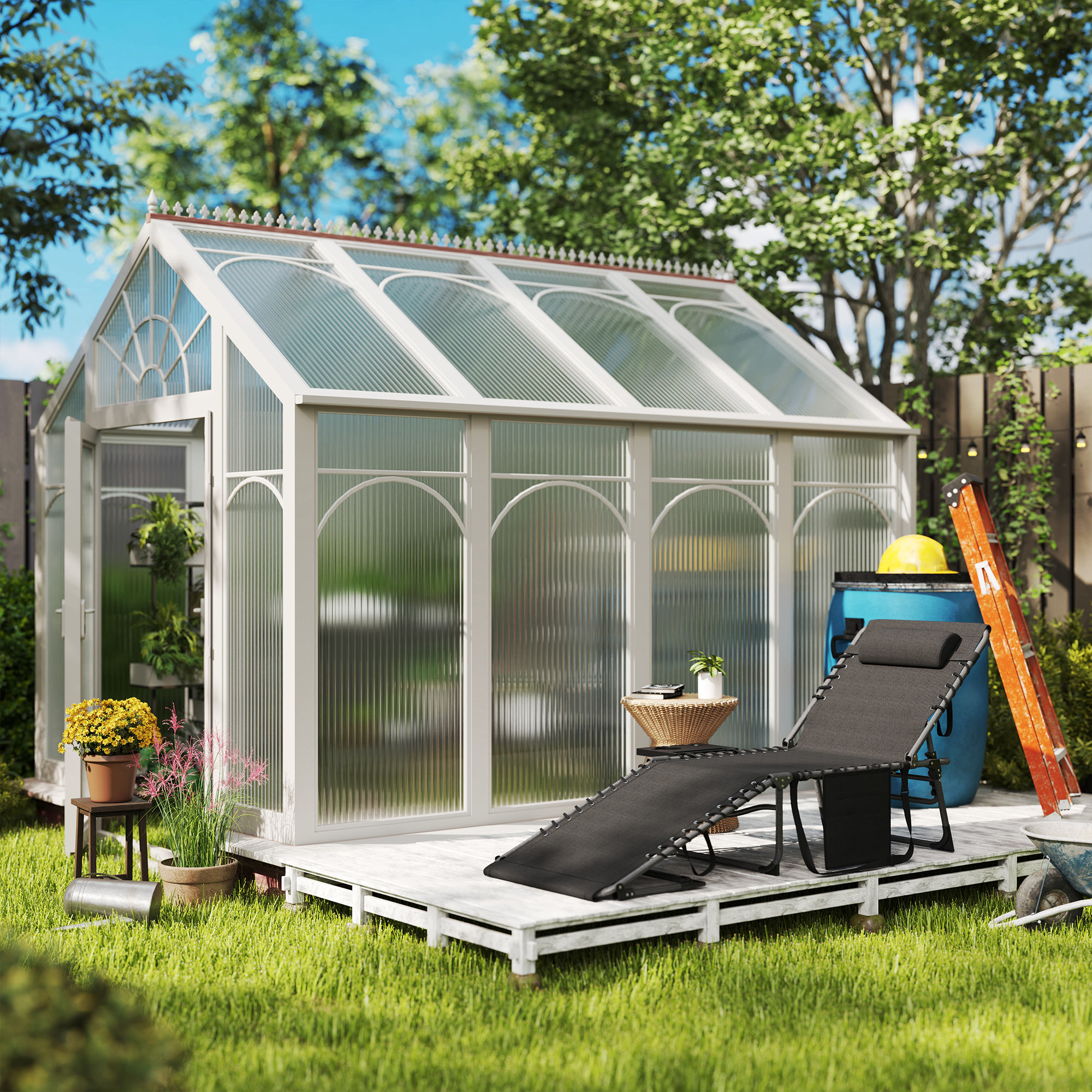 Sonnenliege klappbar Gartenliege mit Kopfkissen, Liegestuhl mit 5-Fach verstellbare Rückenlehne bis 120 kg