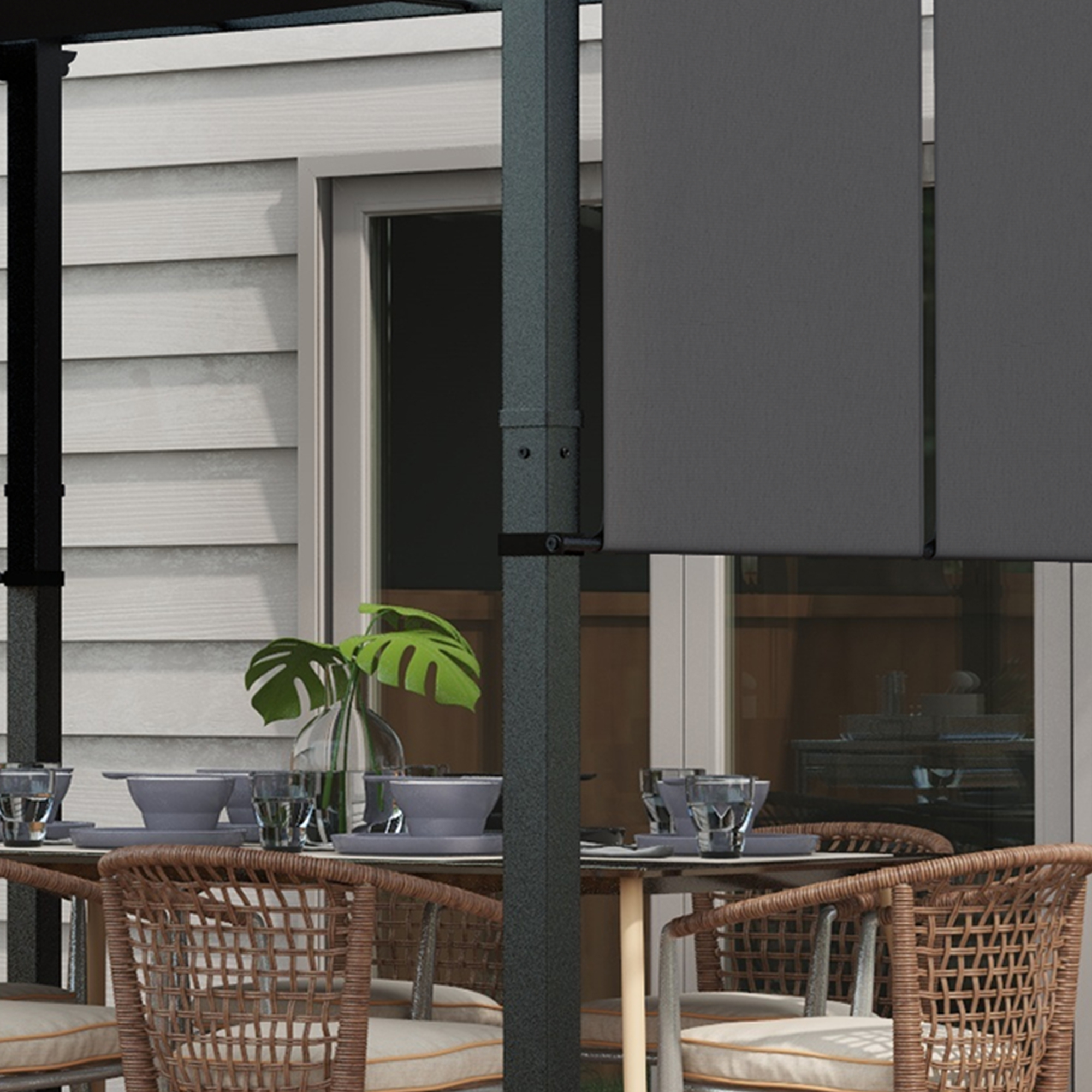 Markise Sonnenschutz. Pergola, wetterbeständig,  inkl. Befestigungsmaterial, 3 x 3,5 m, Dunkelgrau